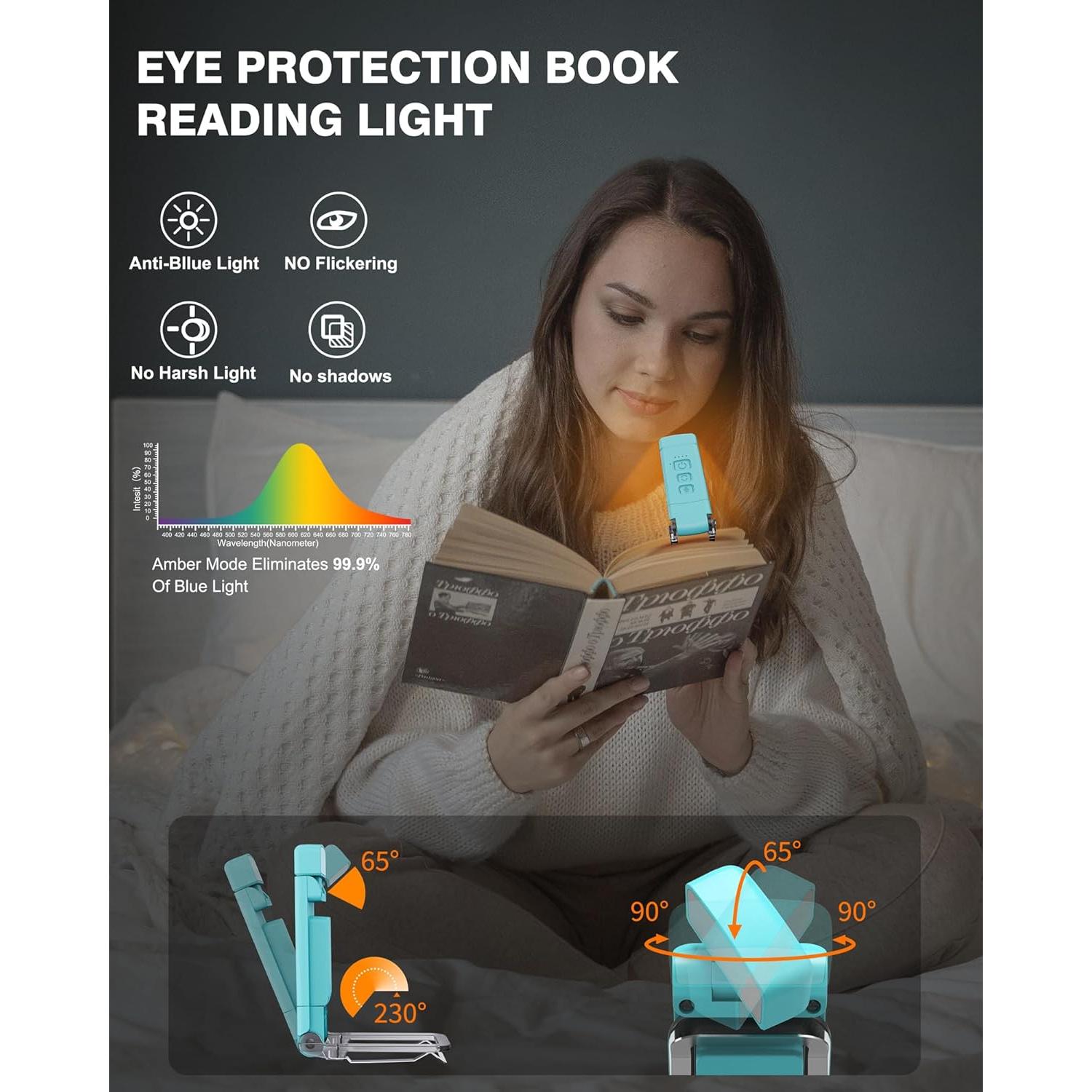 Luz de libro recargable USB LUOLEDE con 3 colores y 5 brillos