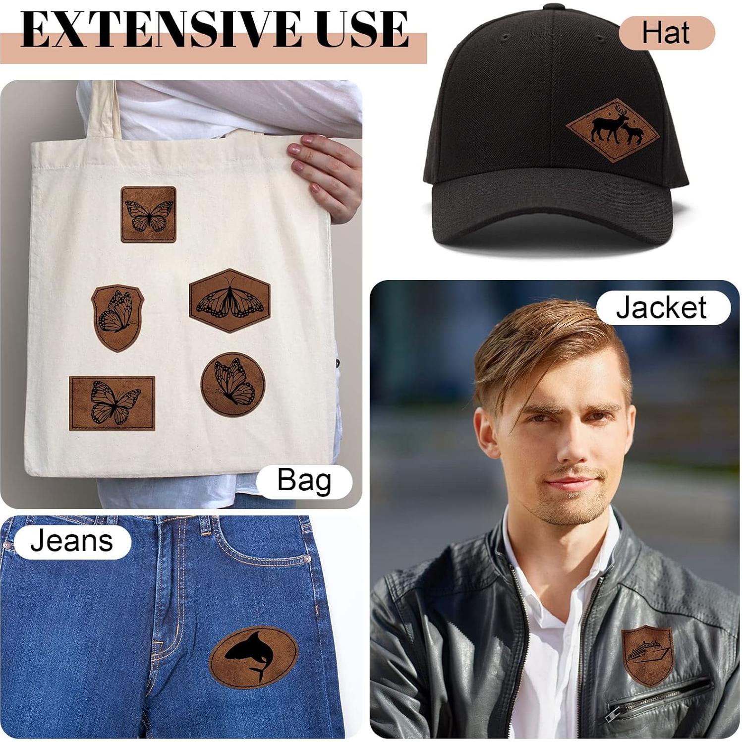 Giegxin 120 Piezas Parches Adhesivos de Cuero Sintético Rústico