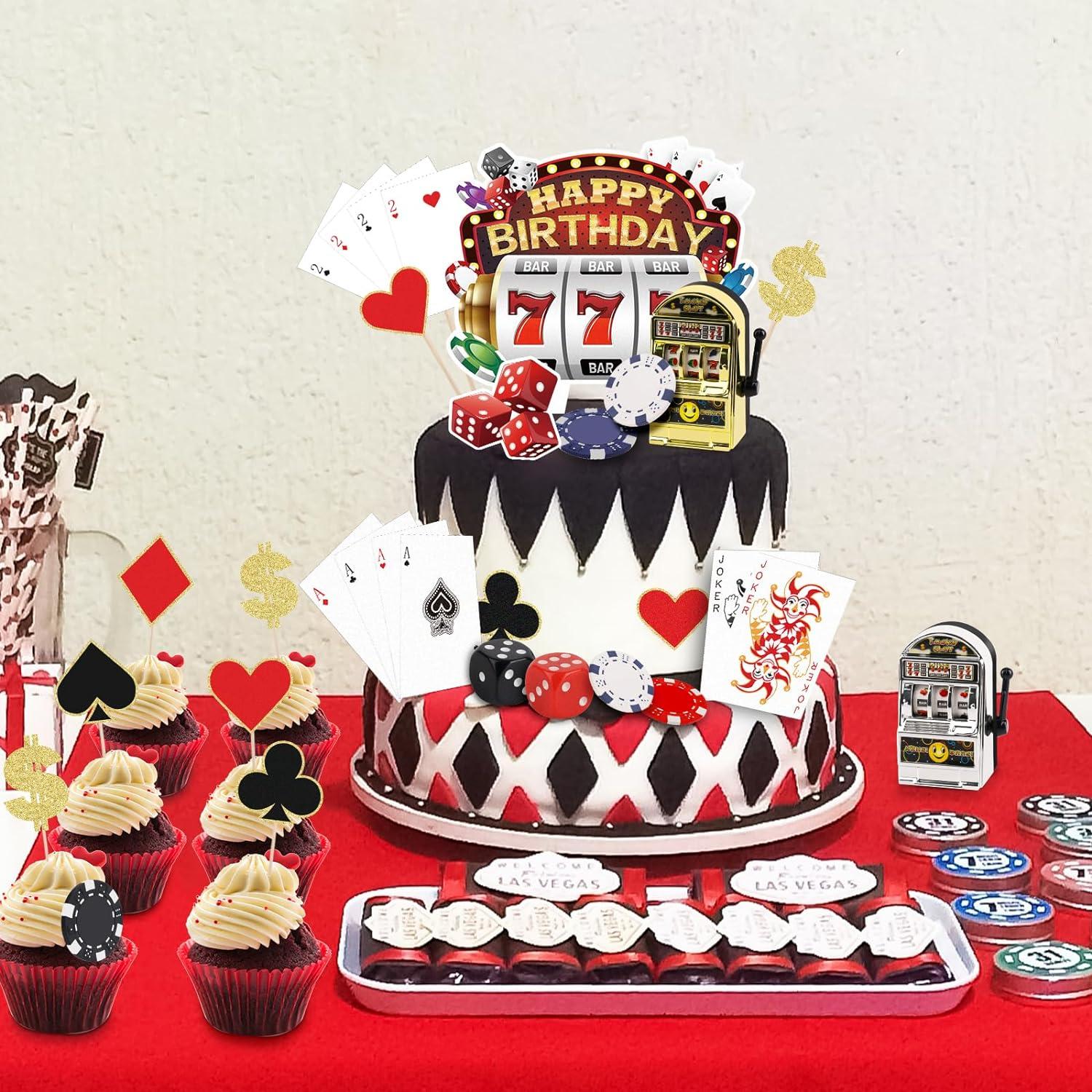 Juego de 24 Piezas Decoración Pasteles Casino Atiloy