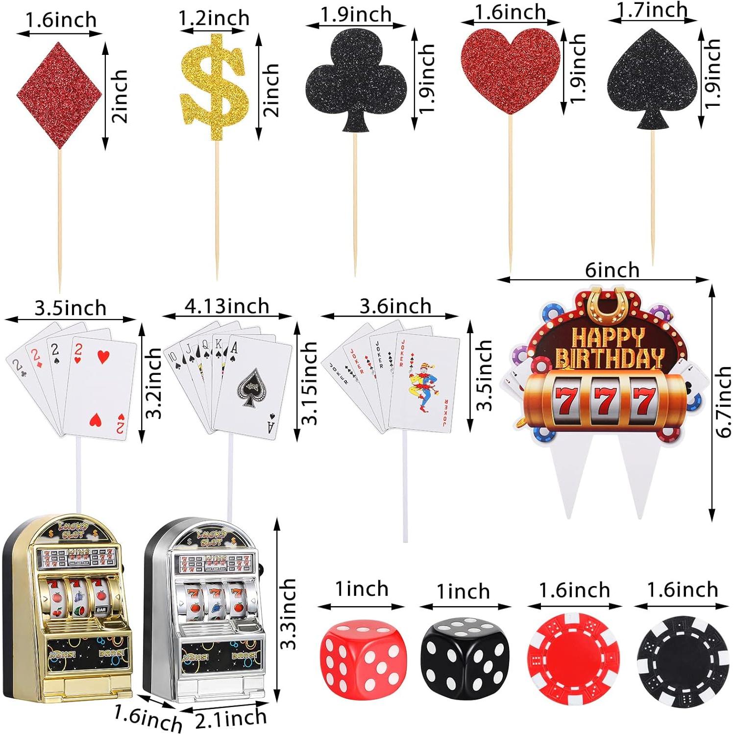 Juego de Decoraciones para Pasteles de Casino 21 Piezas