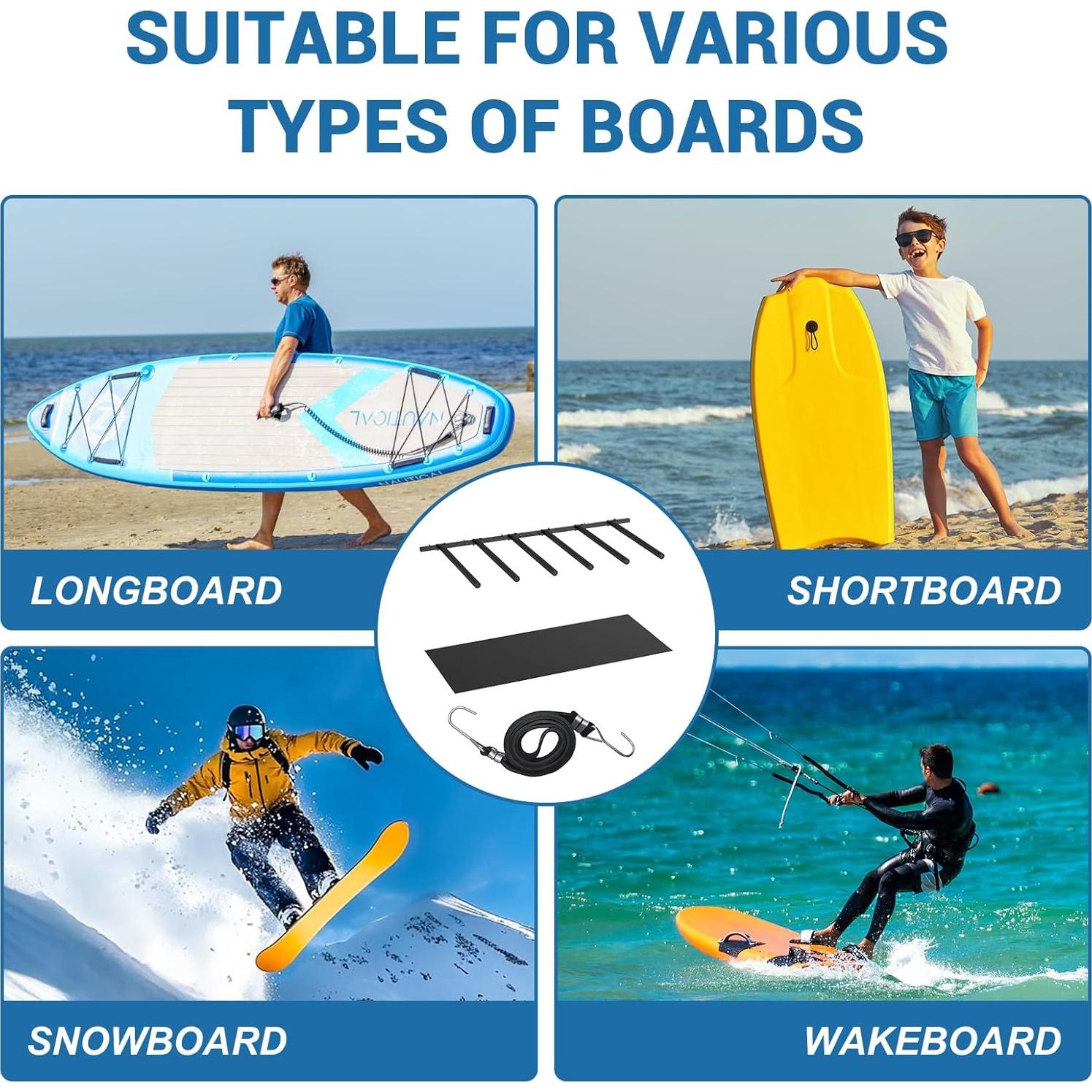 Soporte Vertical para Tablas de Surf LXVOOEE 6 Brazos Ajustable