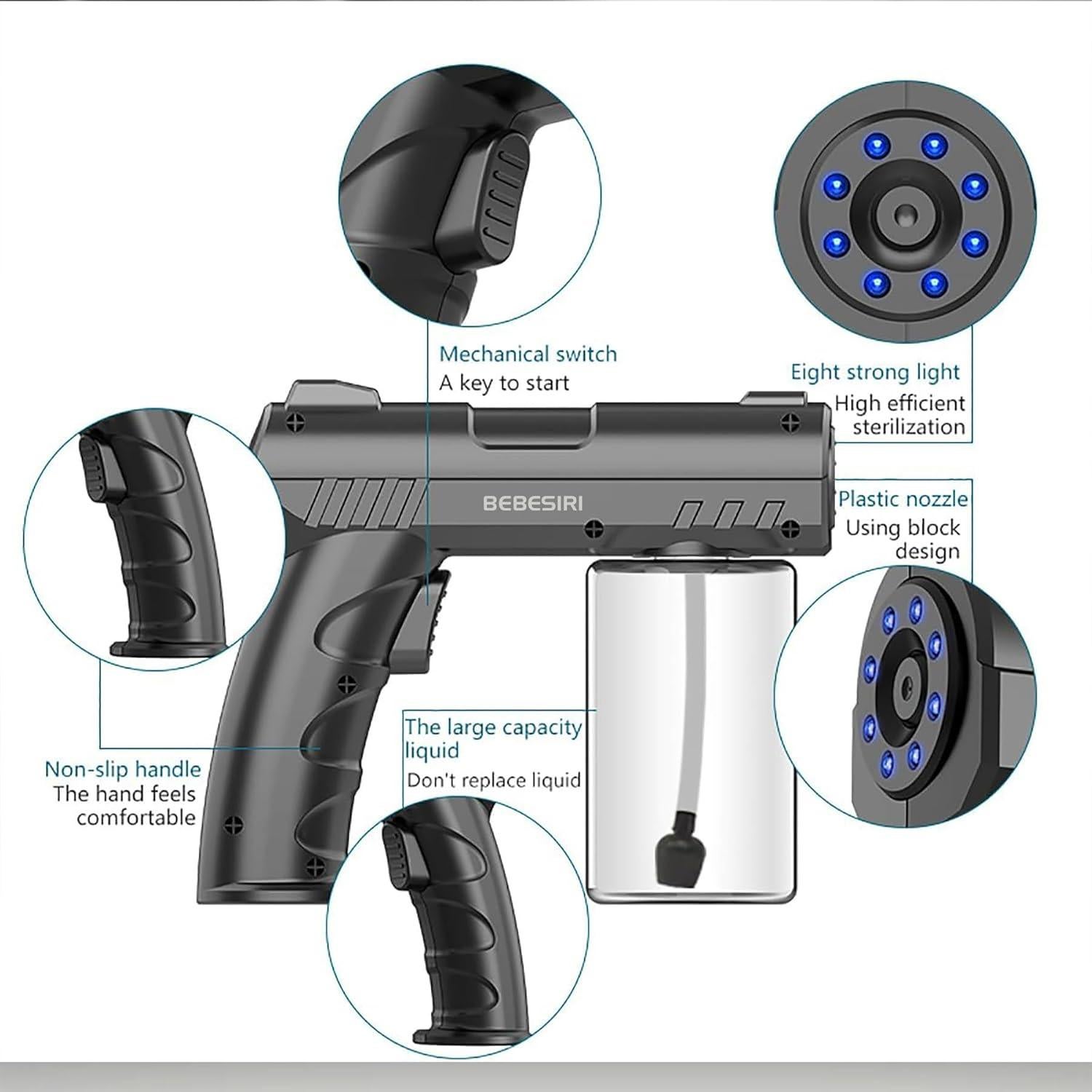 Pistola Atomizadora Nano K7 Recargable 280ml Luz Azul