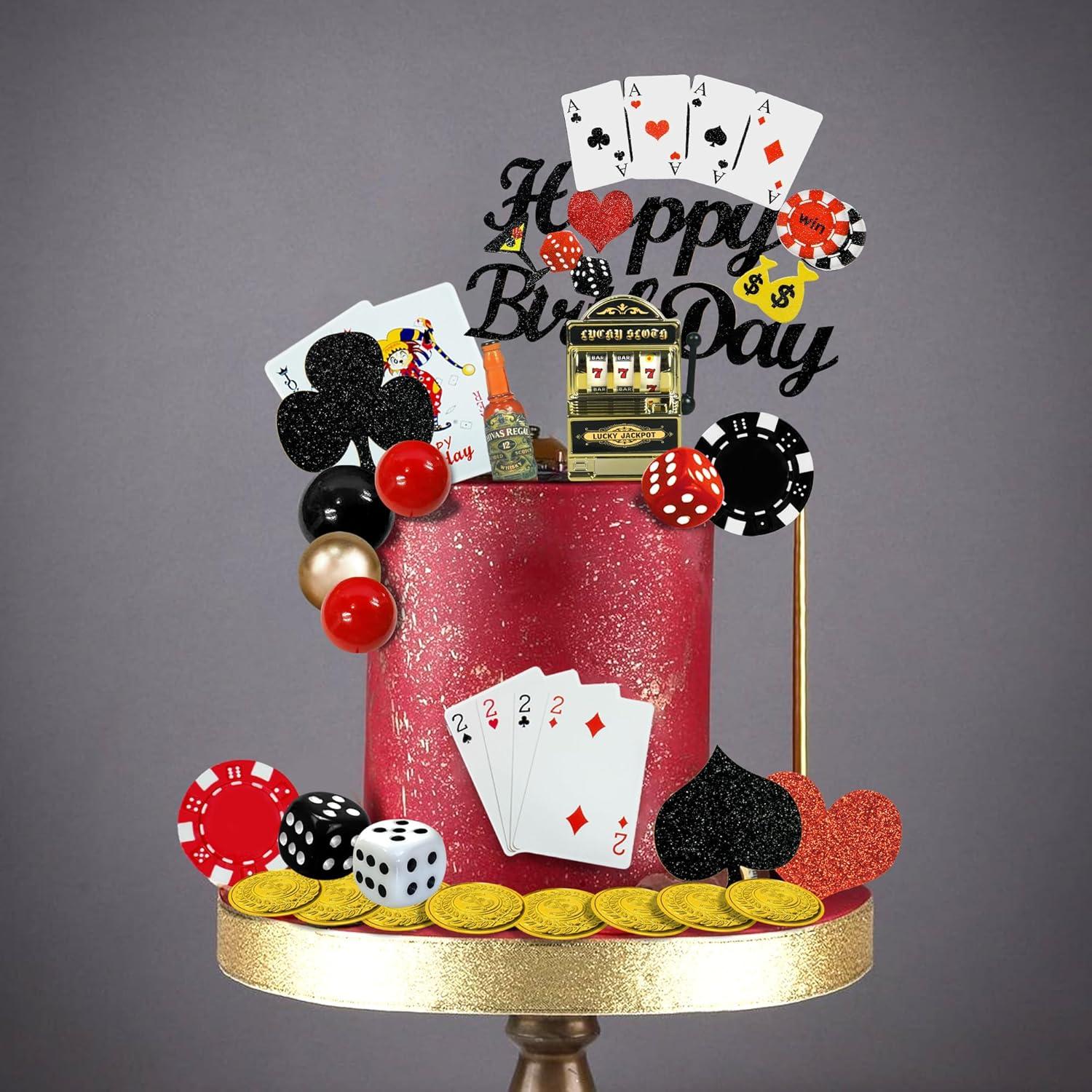 35 PCS Decoraciones para Pasteles Casino DRWATE - Fichas y Dados