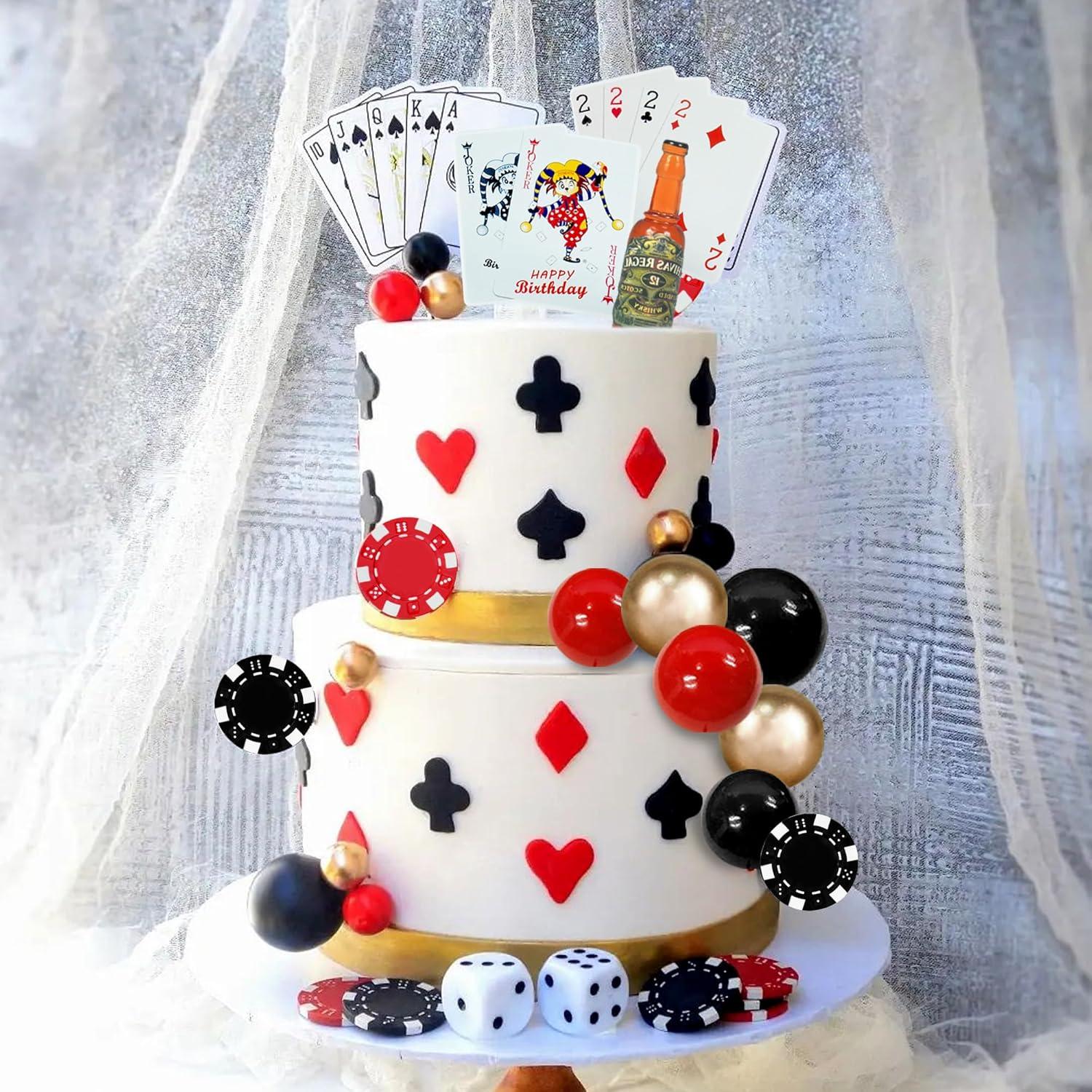 35 PCS Decoraciones para Pasteles Casino DRWATE - Fichas y Dados