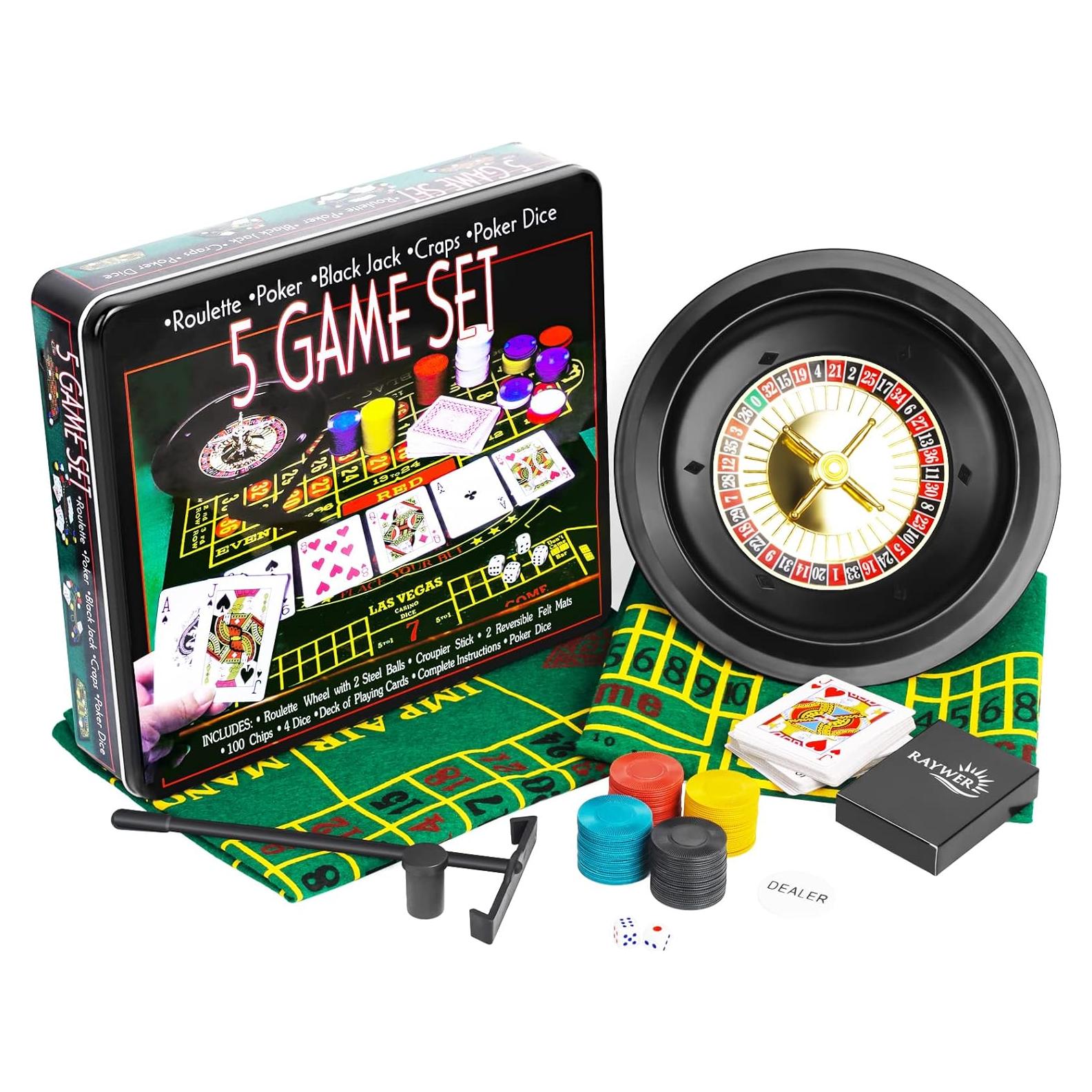 Juego de Casino 5 en 1 Bo Toys - Ruleta, Póker, Black Jack