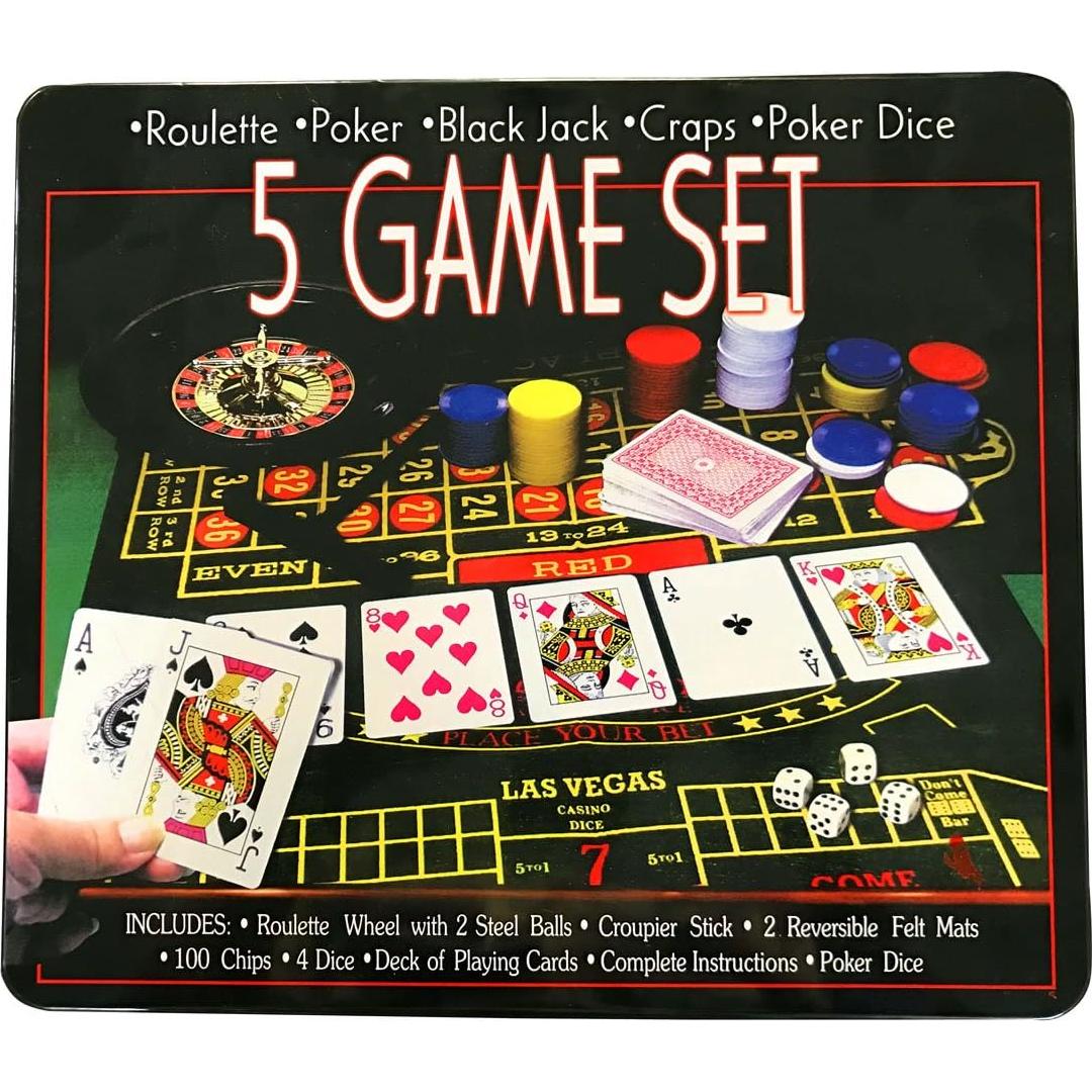 Juego de Casino 5 en 1 Bo Toys - Ruleta, Póker, Black Jack