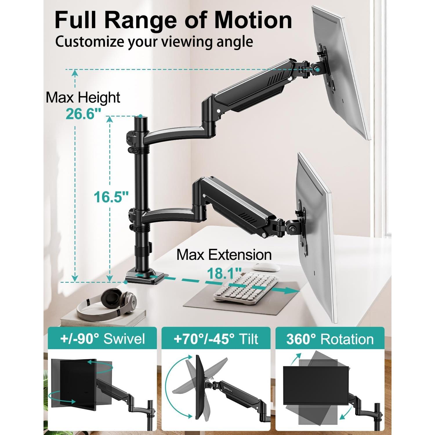 Soporte Doble para Monitor MOUNT PRO, Ajustable hasta 32"