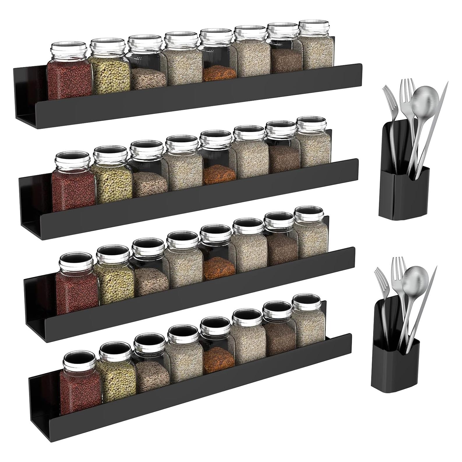 Estante Magnético para Especias BATHHOLD - 4 Paquetes Negro