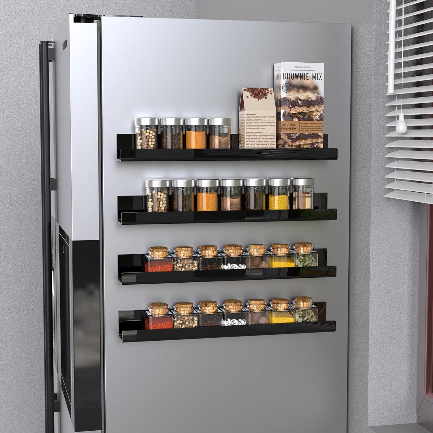 Estante Magnético para Especias BATHHOLD - 4 Paquetes Negro