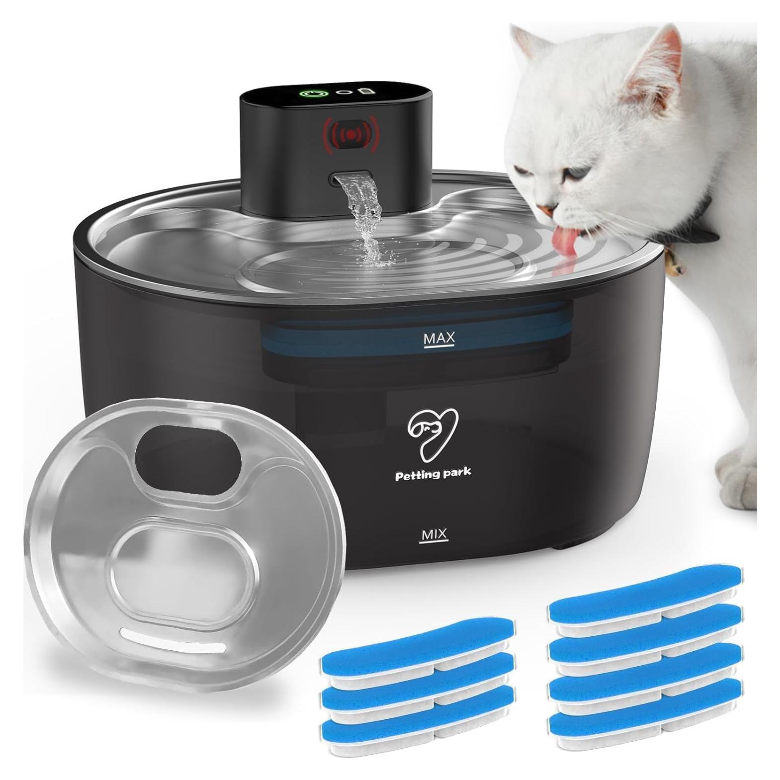 Fuente de Agua Inalámbrica Petting Park para Gatos 3.2L Negra