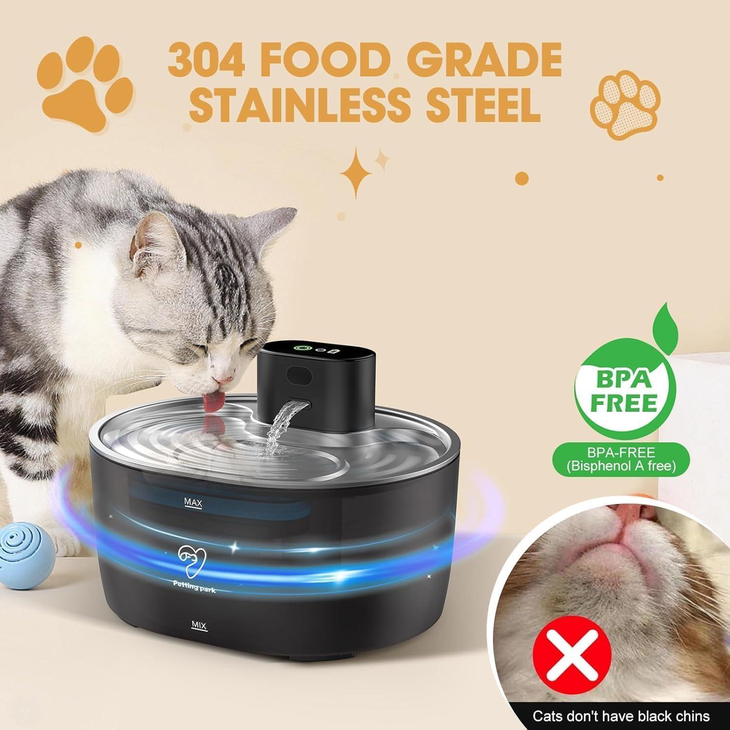 Fuente de Agua Inalámbrica Petting Park para Gatos 3.2L Negra