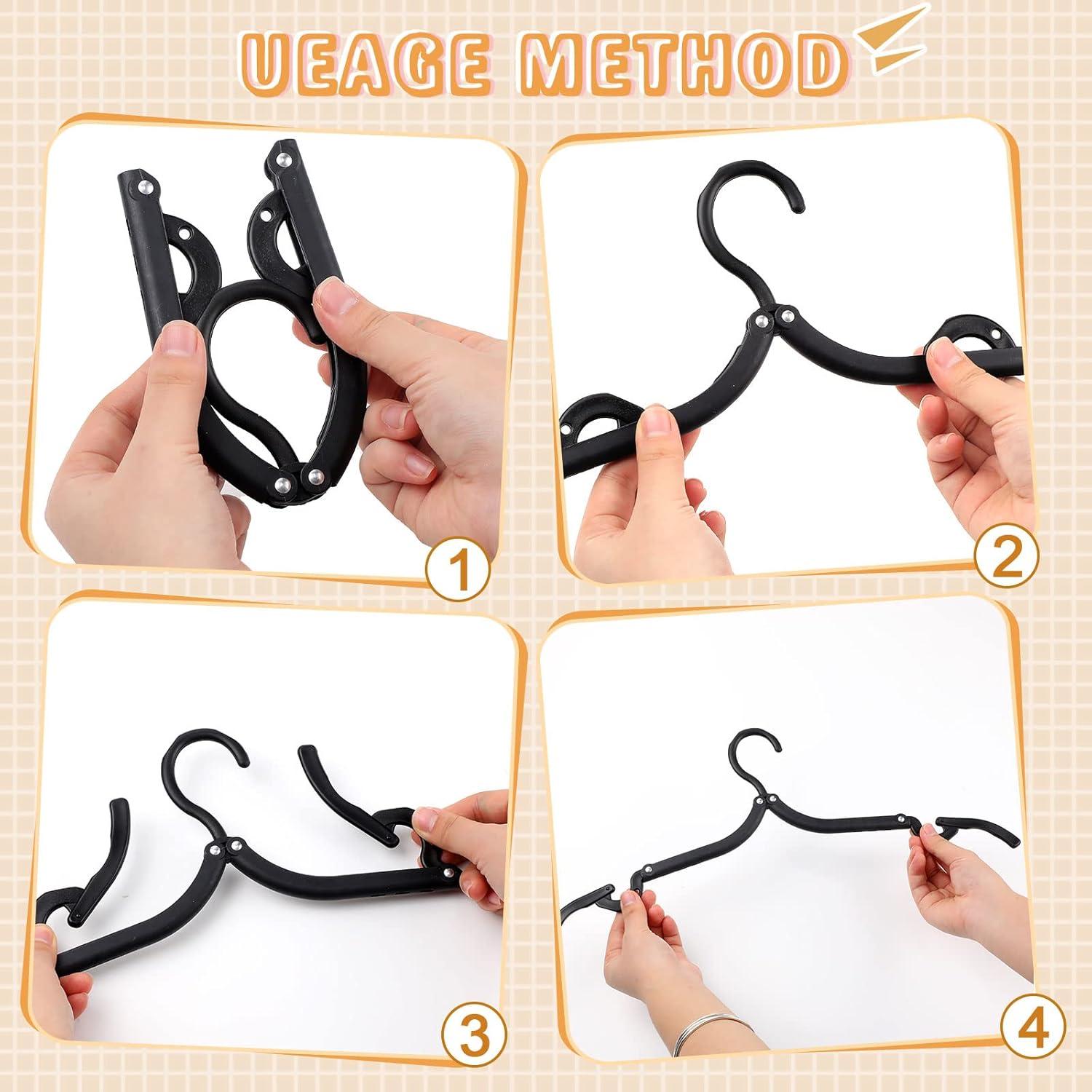 Perchas de Viaje Plegables Sieral 40 Pcs Negro Ahorro Espacio