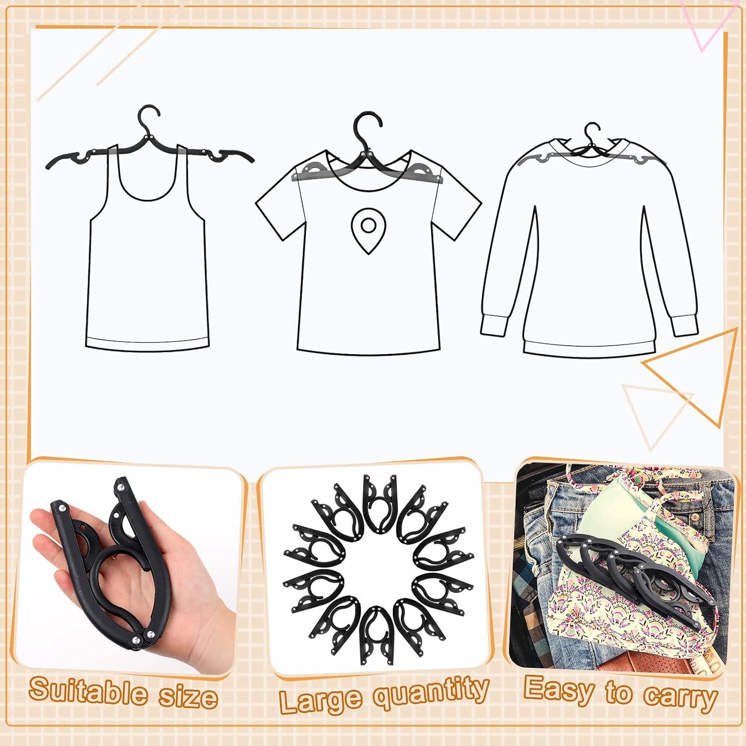 Perchas de Viaje Plegables Sieral 40 Pcs Negro Ahorro Espacio