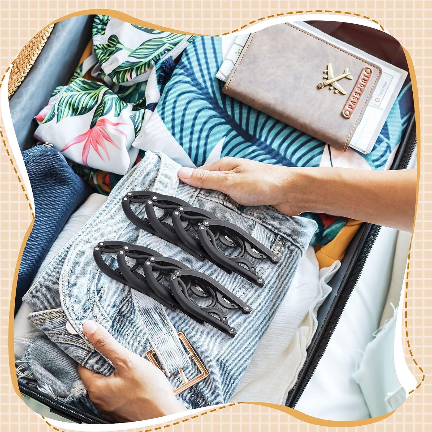 Perchas de Viaje Plegables Sieral 40 Pcs Negro Ahorro Espacio