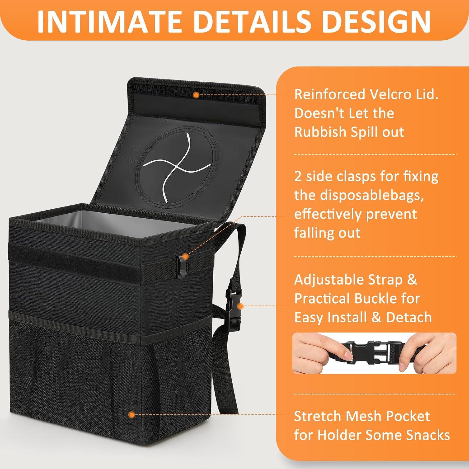 Bote de Basura para Auto Vankor 8.3L Negro a Prueba de Fugas