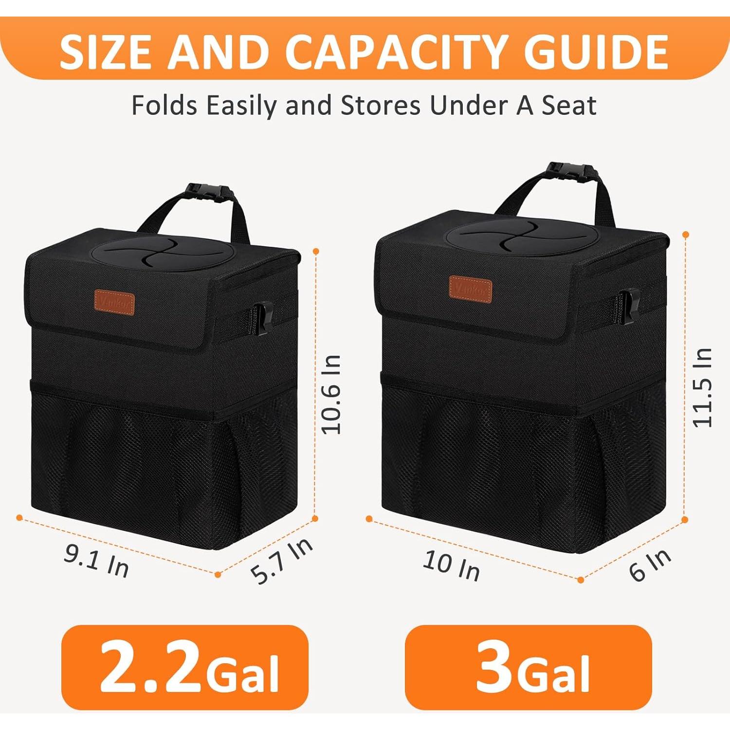 Bote de Basura para Auto Vankor 8.3L Negro a Prueba de Fugas