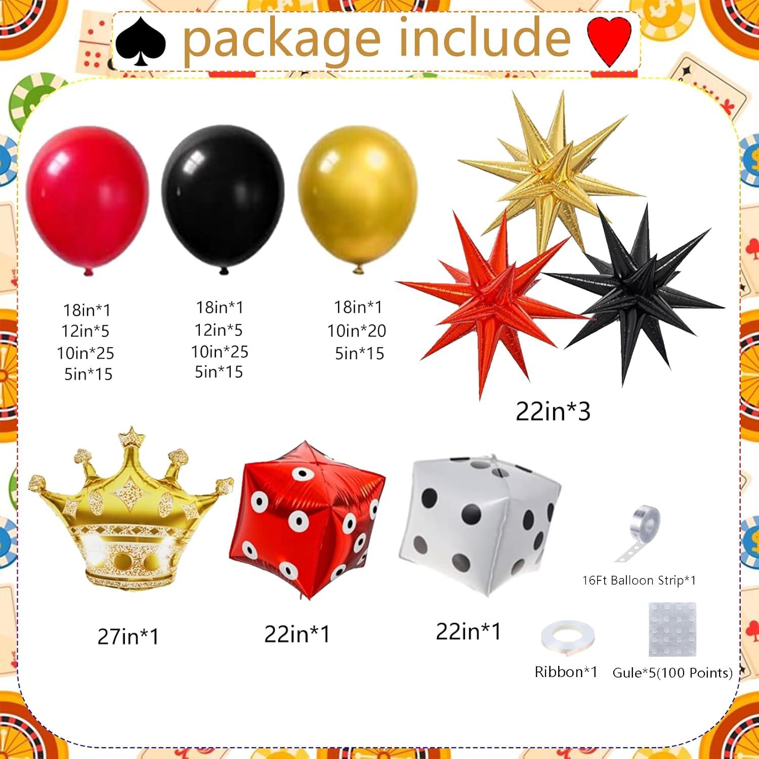Kit de arco de globos casino AobkDeco 138 piezas