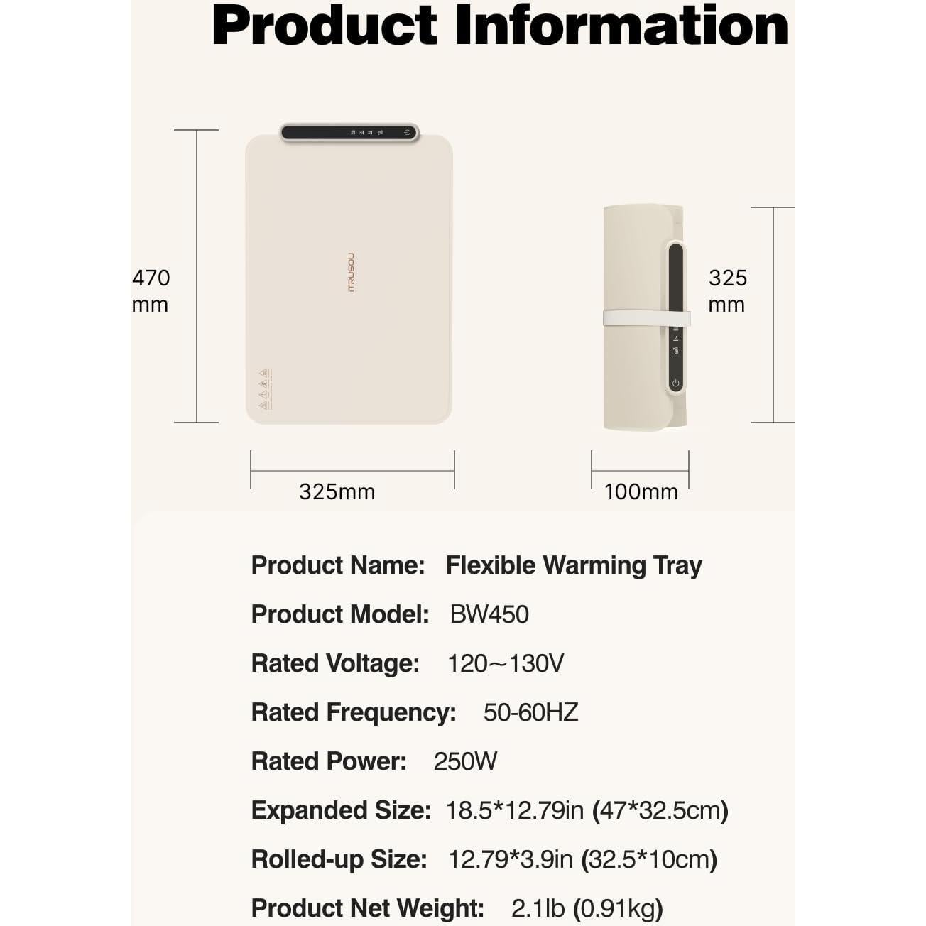 Alfombrilla Calentadora Eléctrica iTRUSOU 47x32.5cm 250W Beige