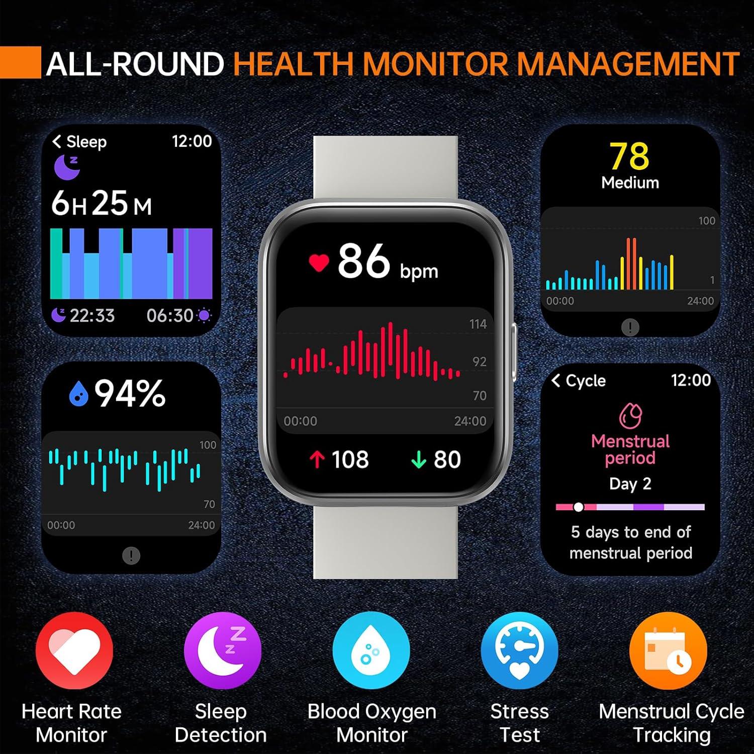 Reloj Inteligente aeac Blanco con Alexa y 100 Modos Deportivos
