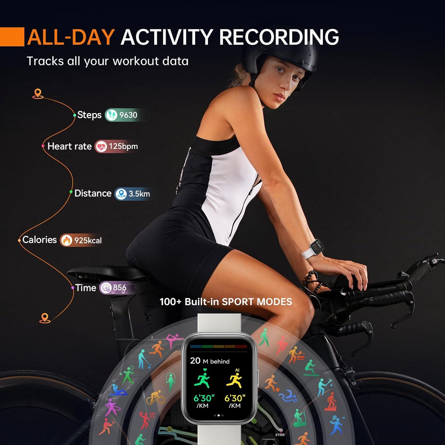 Reloj Inteligente aeac Blanco con Alexa y 100 Modos Deportivos