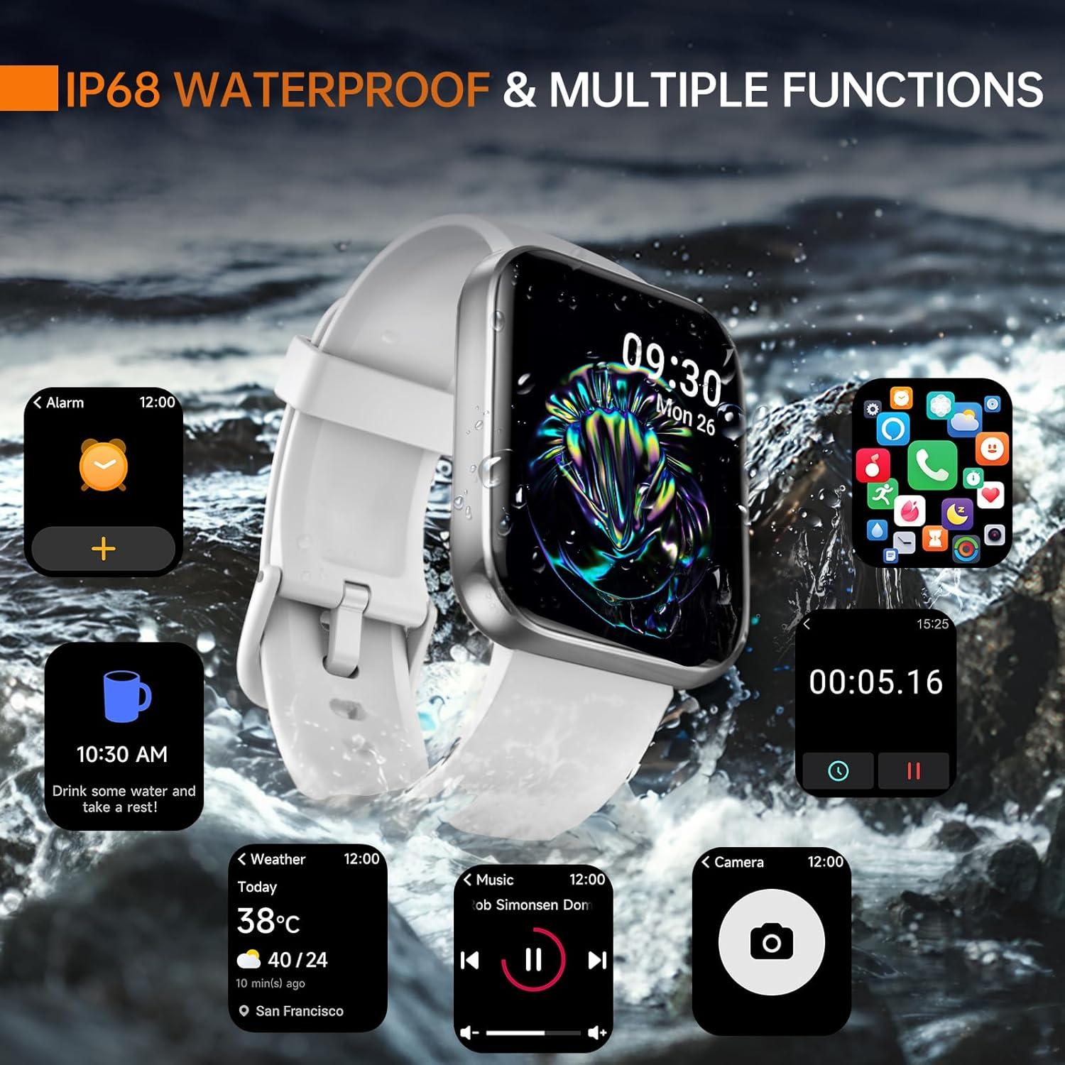 Reloj Inteligente aeac Blanco con Alexa y 100 Modos Deportivos