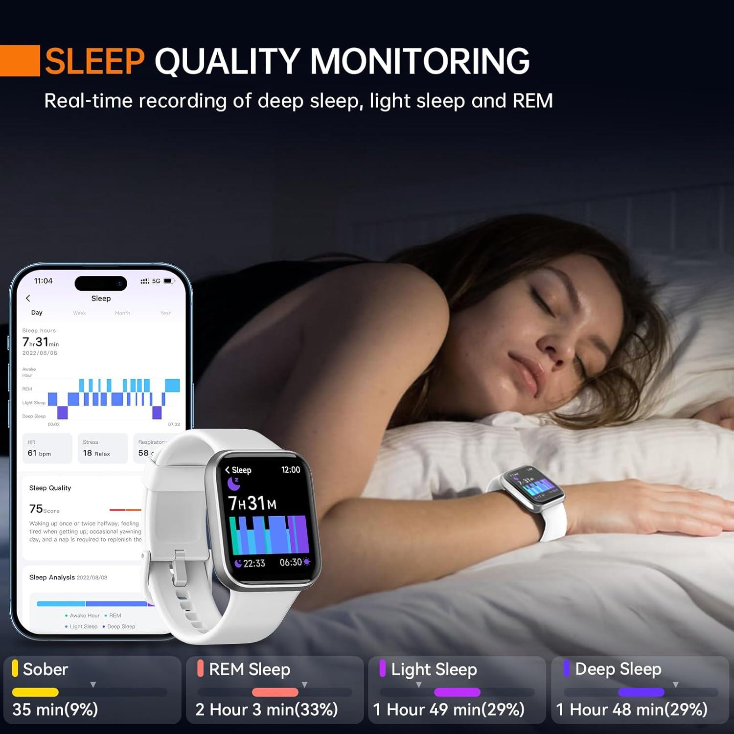 Reloj Inteligente aeac Blanco con Alexa y 100 Modos Deportivos