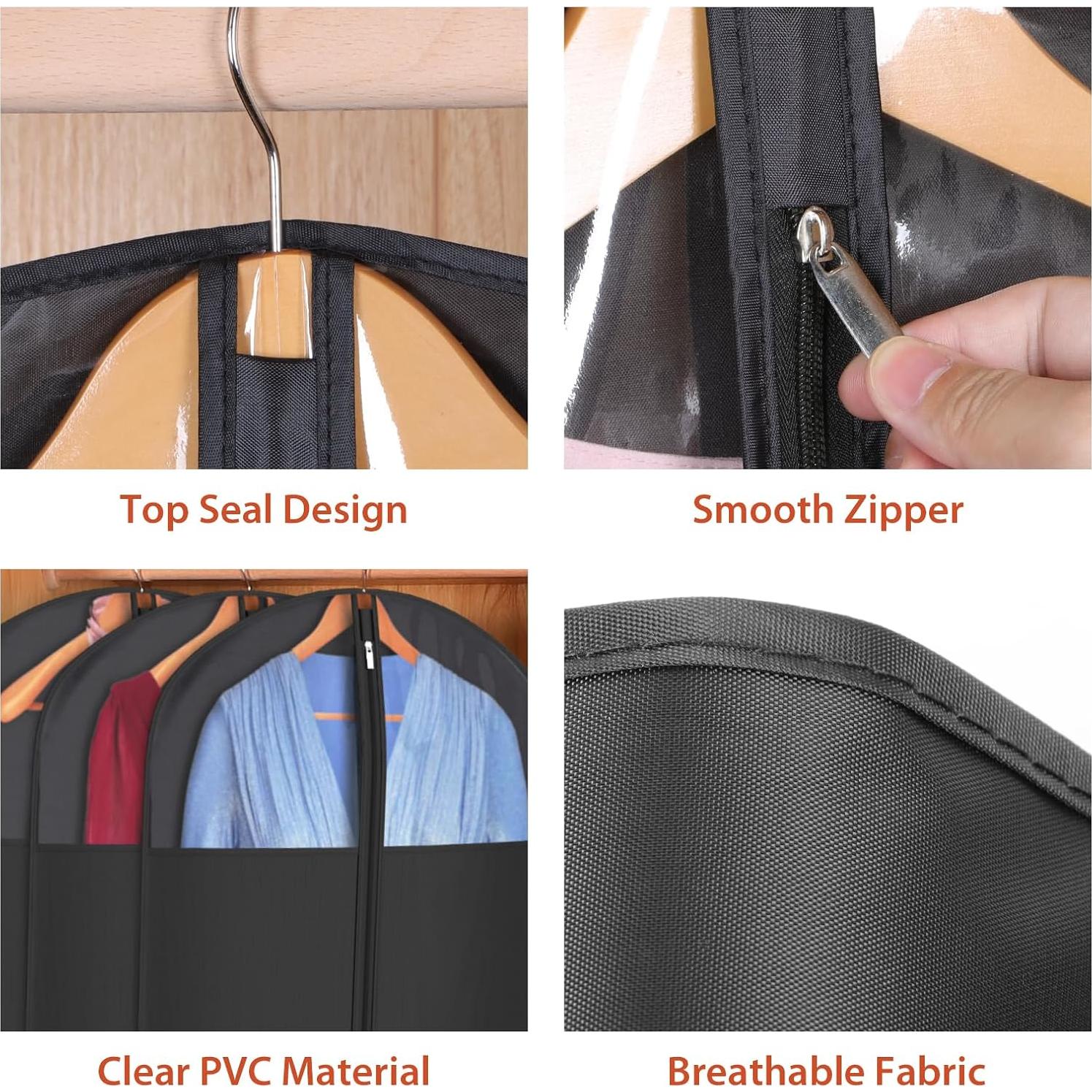 Bolsa de Traje Univivi 101.6 cm con Ventana - Juego de 6 - Negro