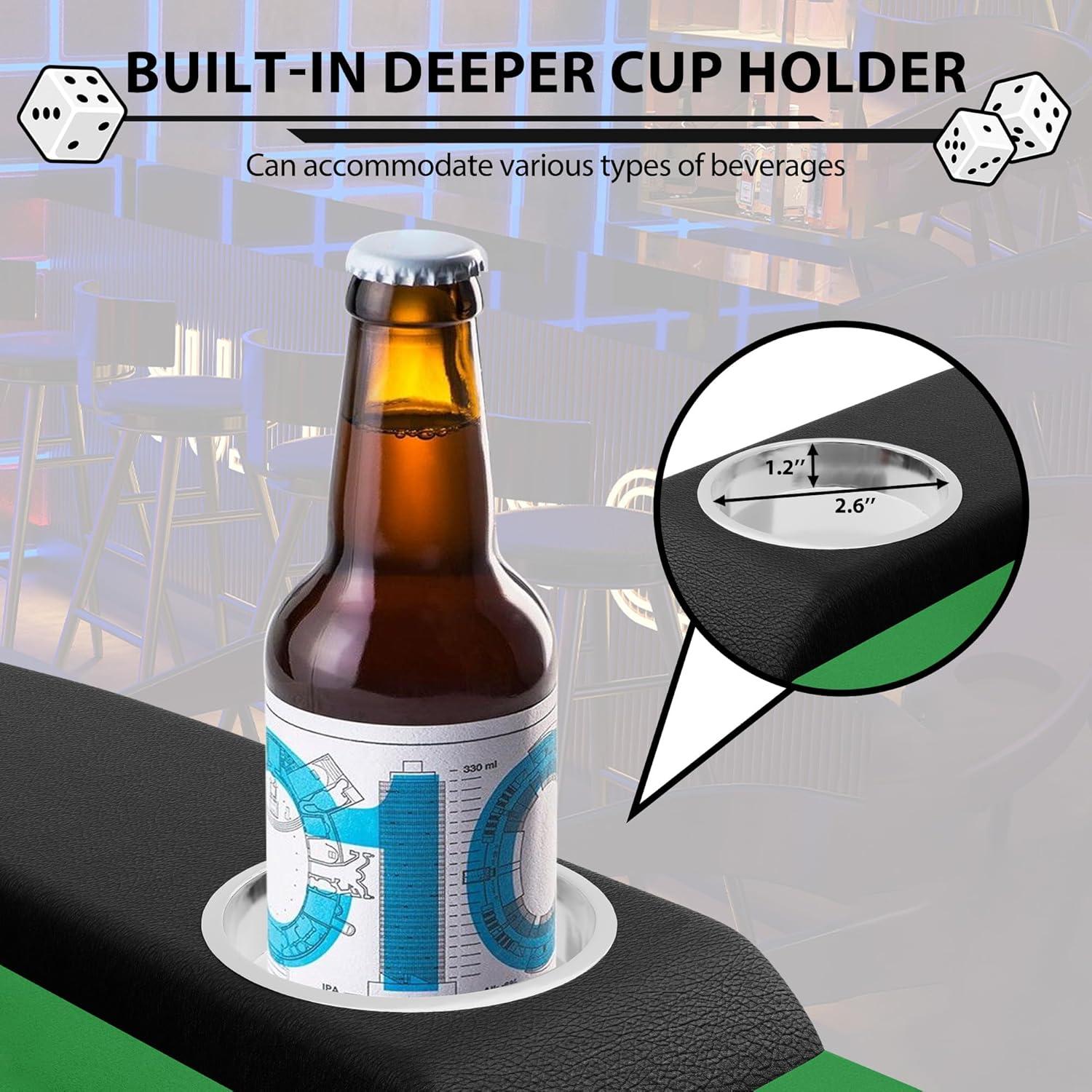 Mesa de Póker Ovalada Reljofum para 10 Jugadores con Portavasos