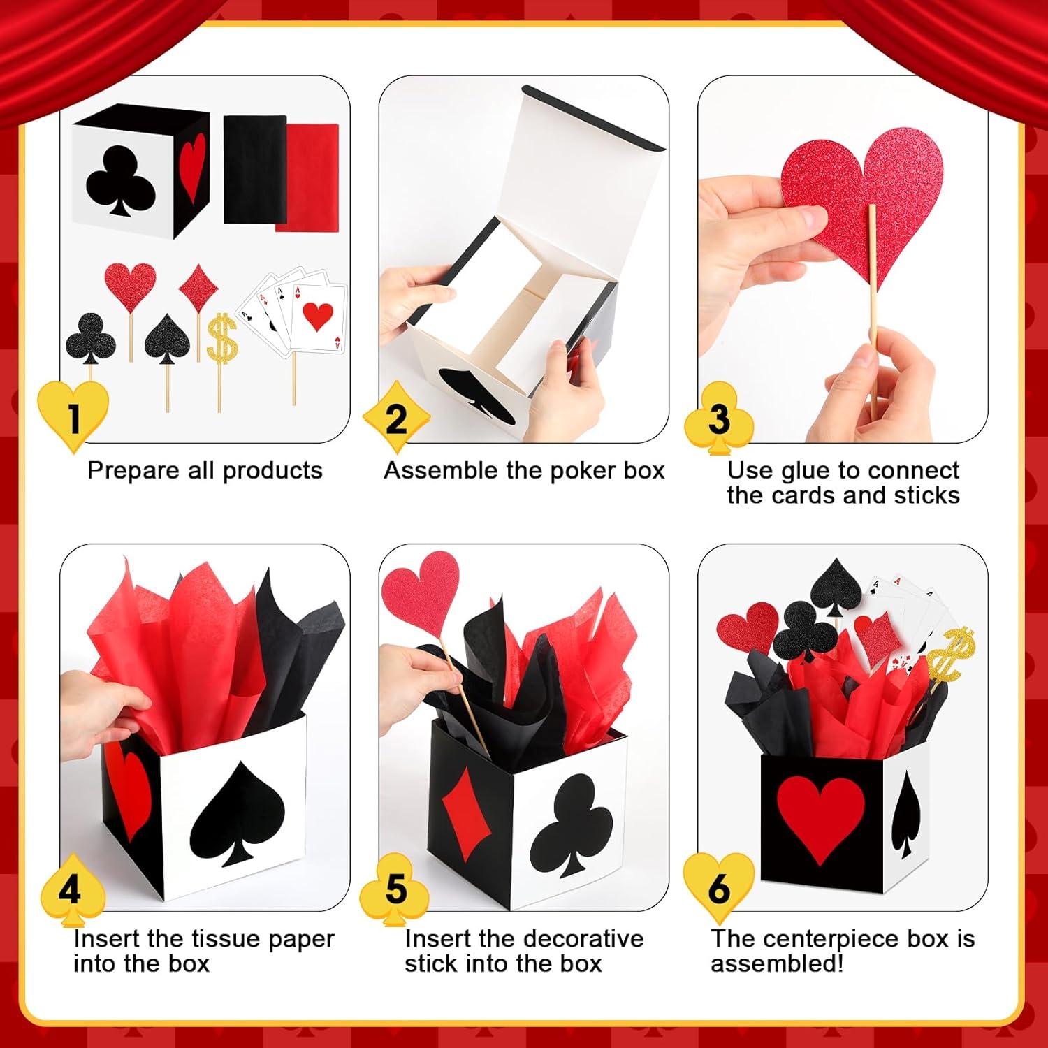 Zhanmai 4 Cajas de Decoración Fiesta Casino 15x15x15cm