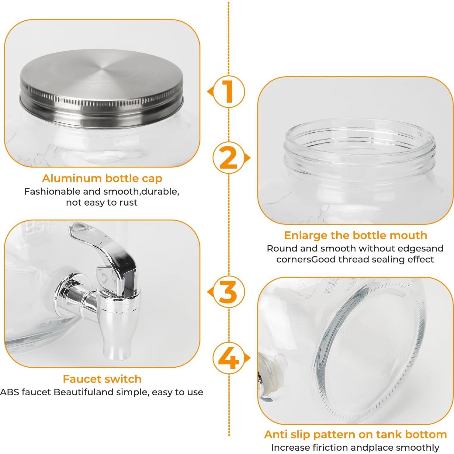 Dispensador de Bebidas de Vidrio Waymind 2x1 Galón con Grifo