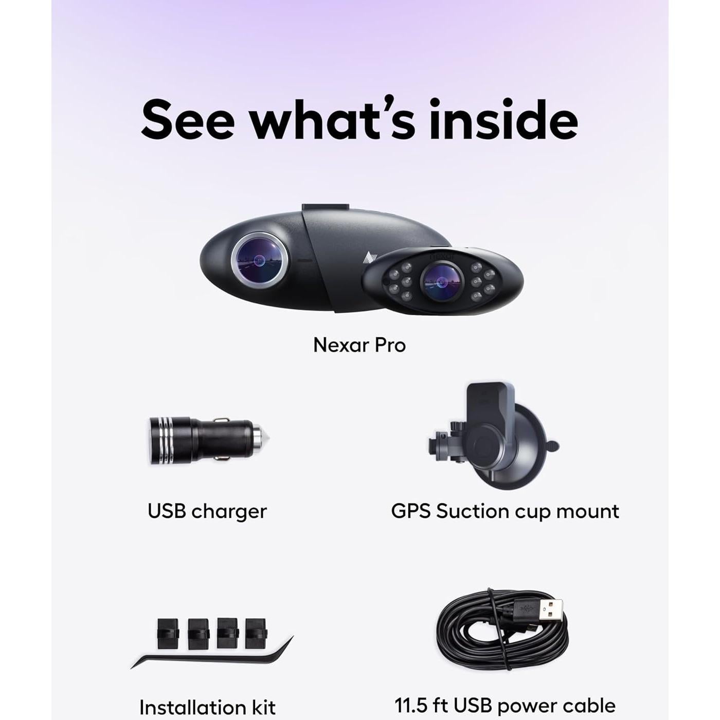 Cámara de tablero dual Nexar Pro 1080p FHD con visión nocturna