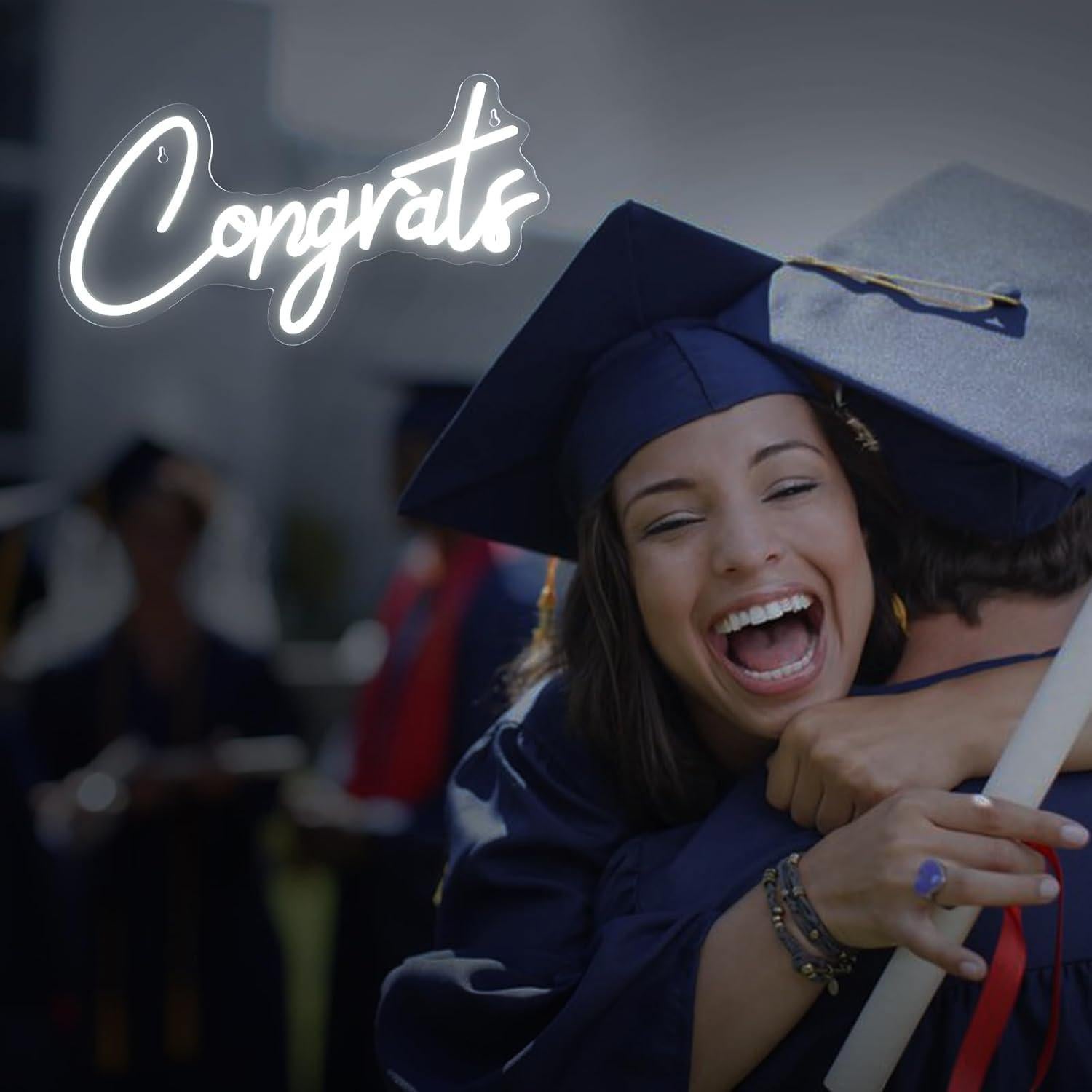 Señal de Neón LED Felicitaciones IMEGINA 45x23 cm Regulable