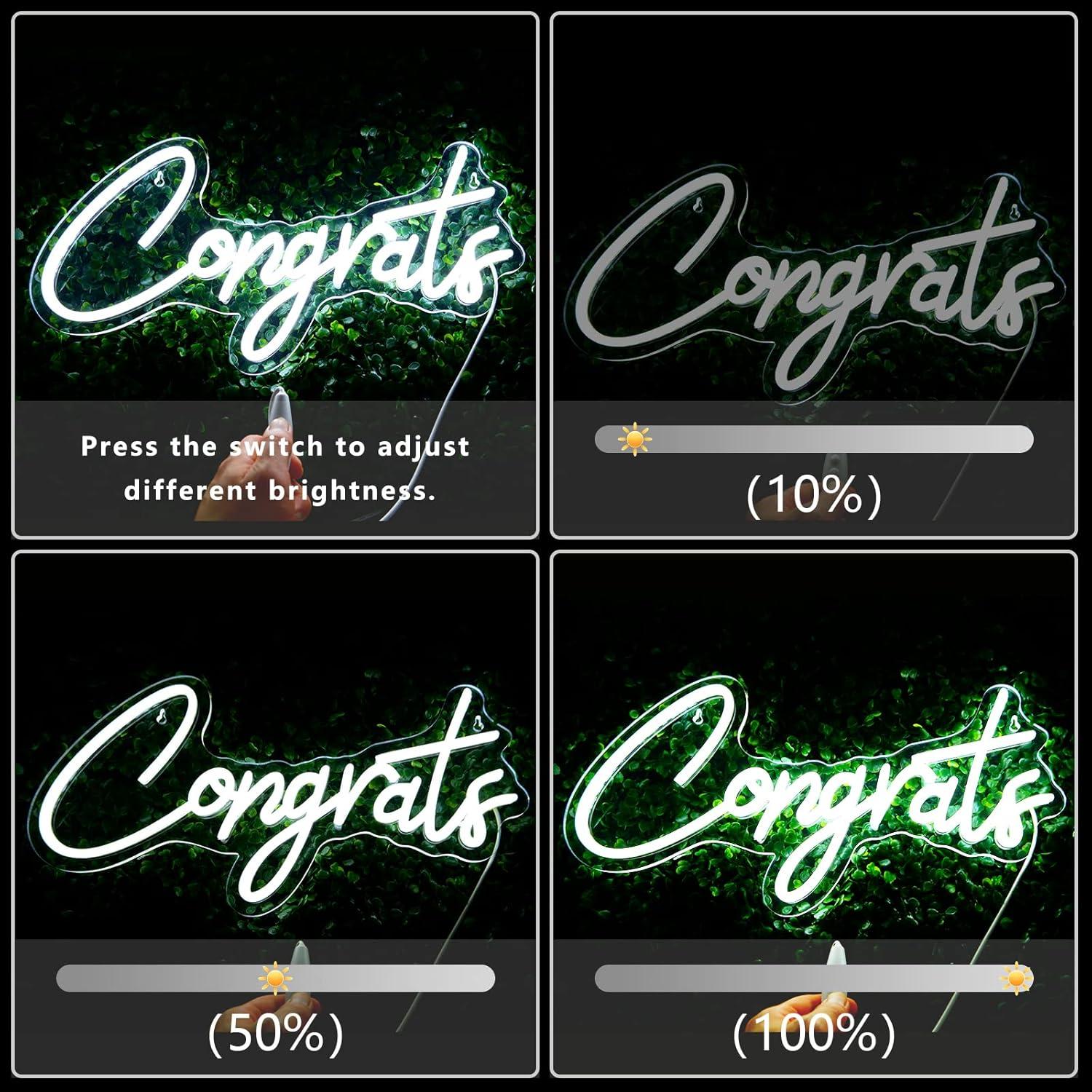 Señal de Neón LED Felicitaciones IMEGINA 45x23 cm Regulable