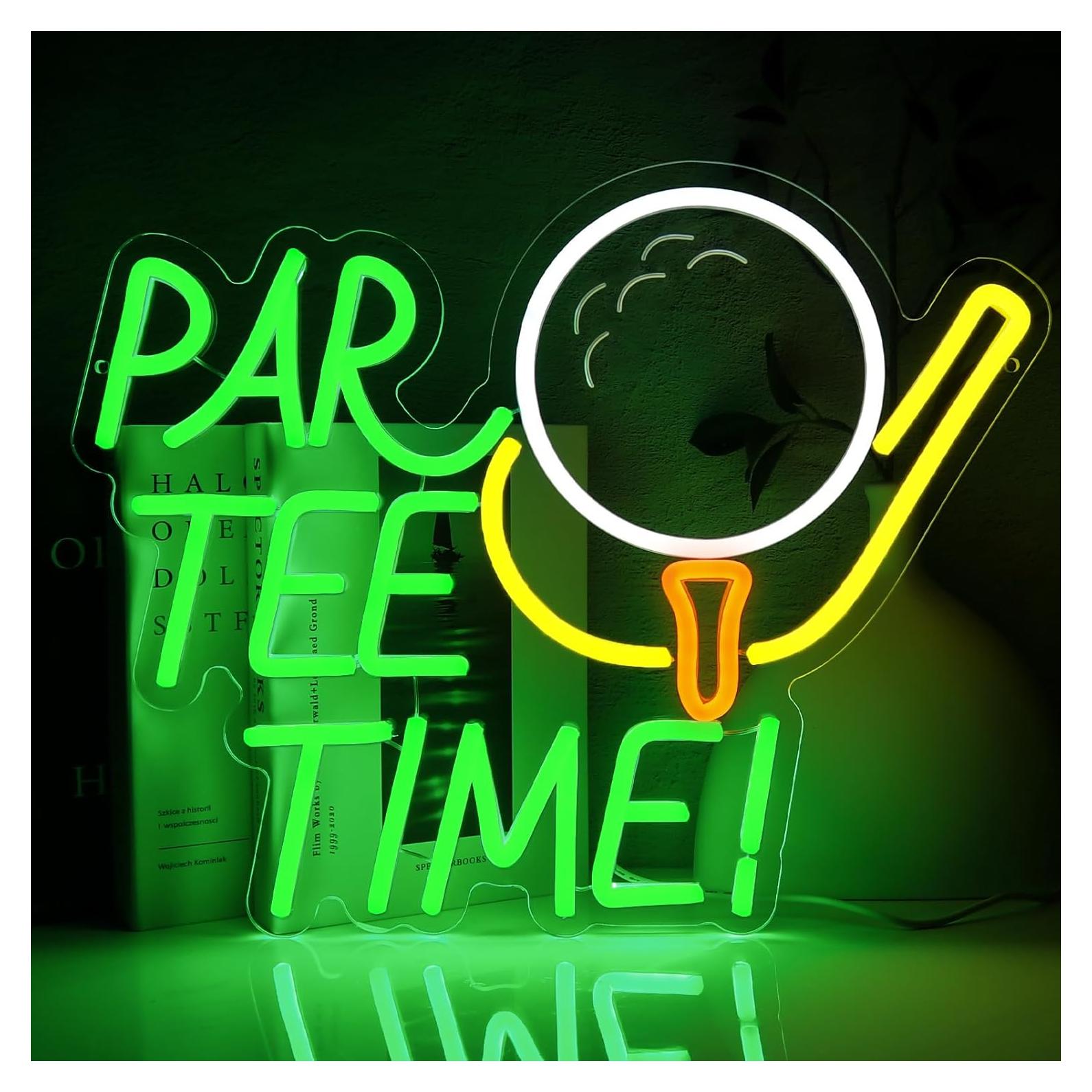 Letrero de Neón LED Par Tee Time 40.96x32.51 cm Montaje Pared