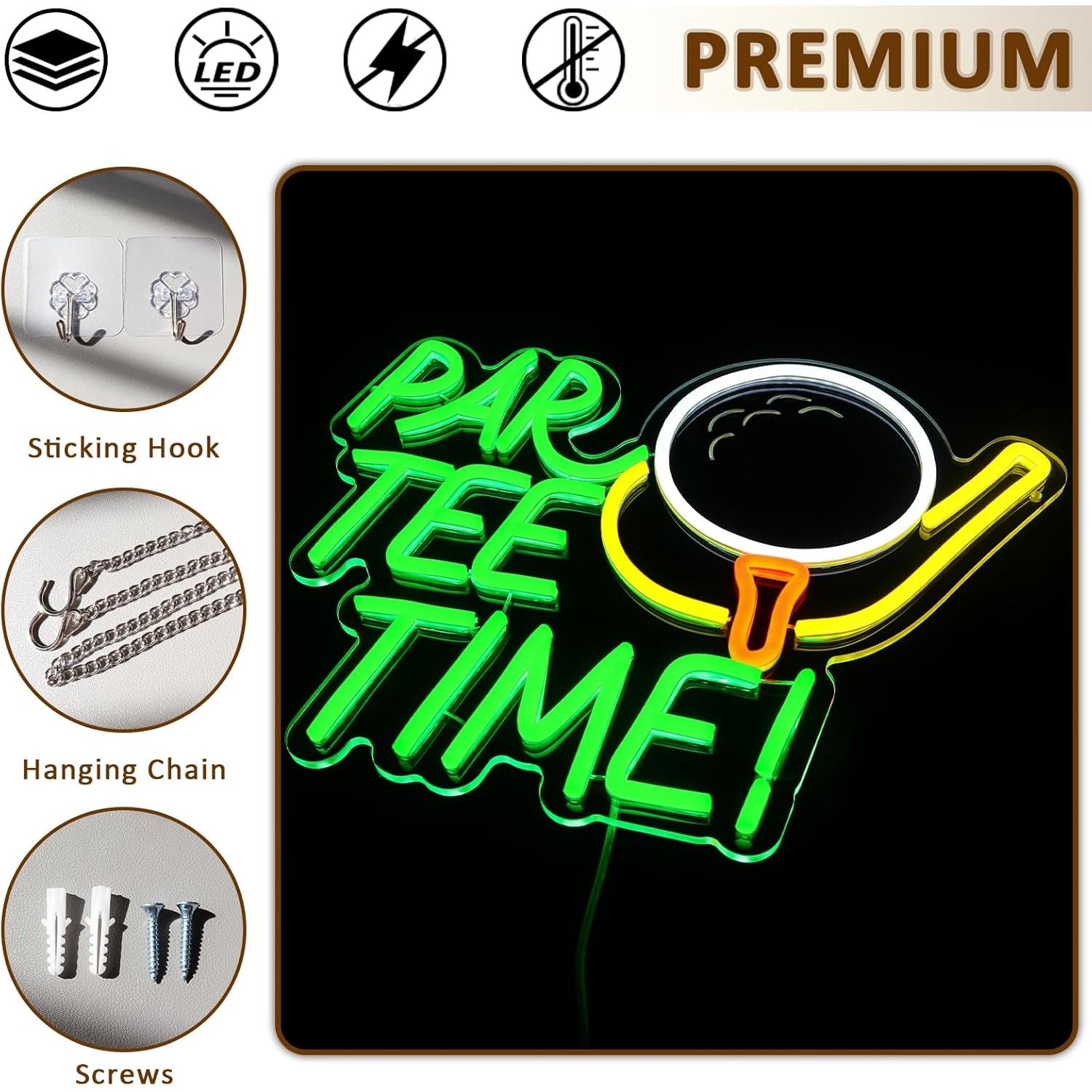 Letrero de Neón LED Par Tee Time 40.96x32.51 cm Montaje Pared