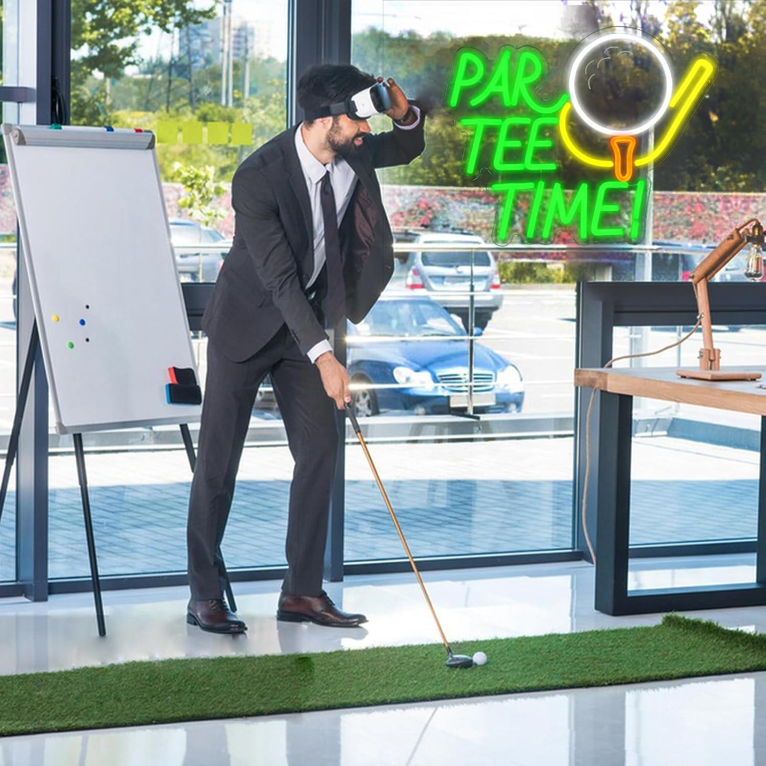 Letrero de Neón LED Par Tee Time 40.96x32.51 cm Montaje Pared