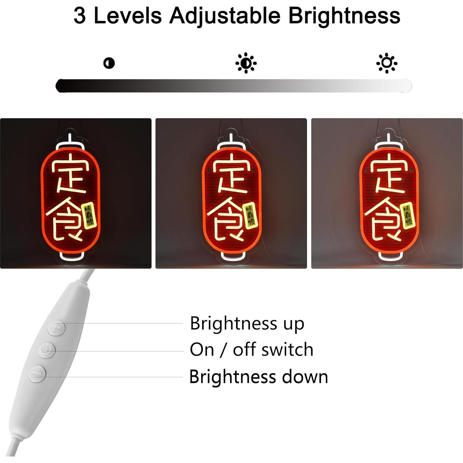 Cartel de neón LED JOMOSPO comida japonesa 41x20 cm regulable