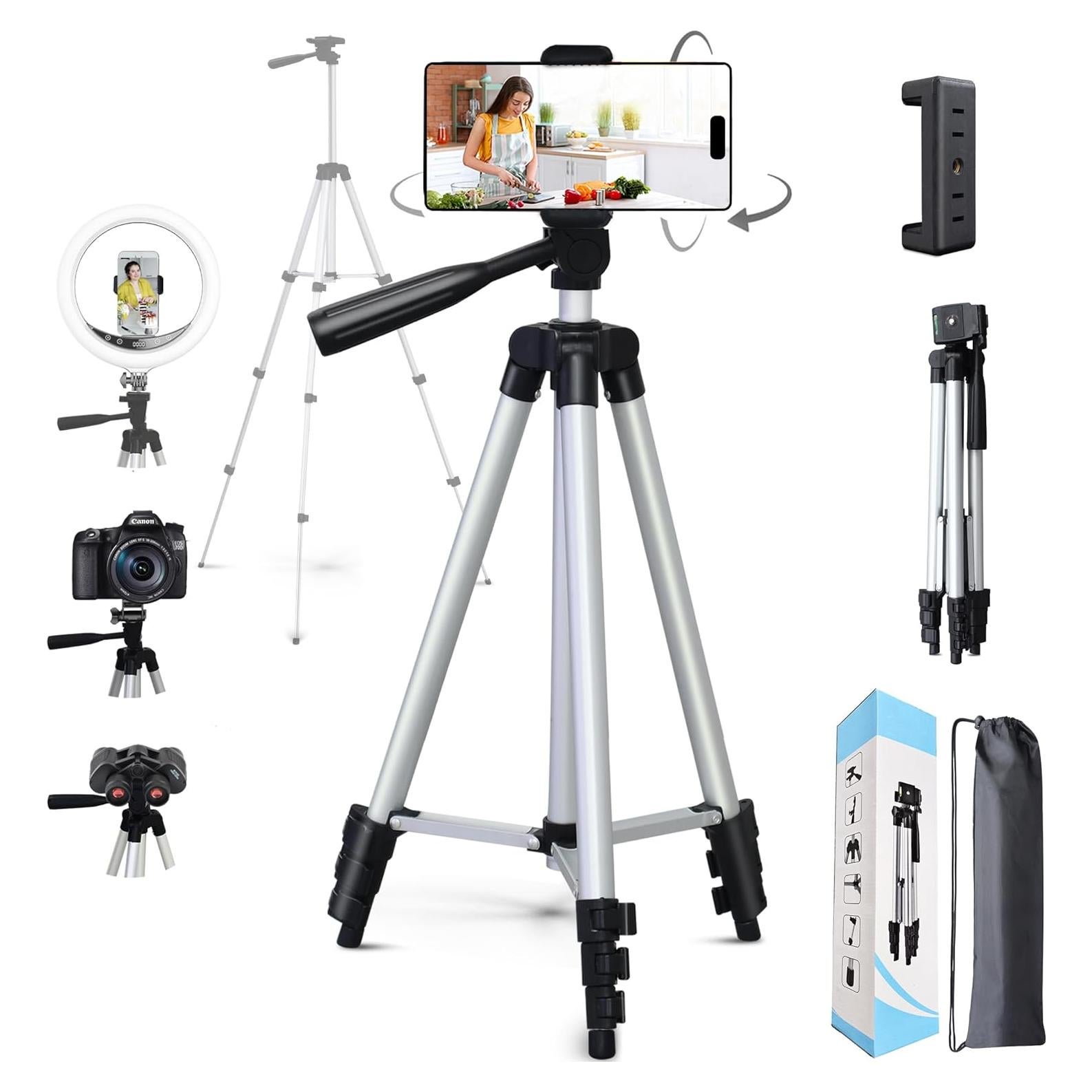 iPhone Tripod (40 inch Extension) with Phone Clip - Suitable for Cameras, telescopes, iPhone Live Streaming, projectors, 0.7 pounds, Children's mini Tripod, Equipment Weighing Approximately 2 pounds