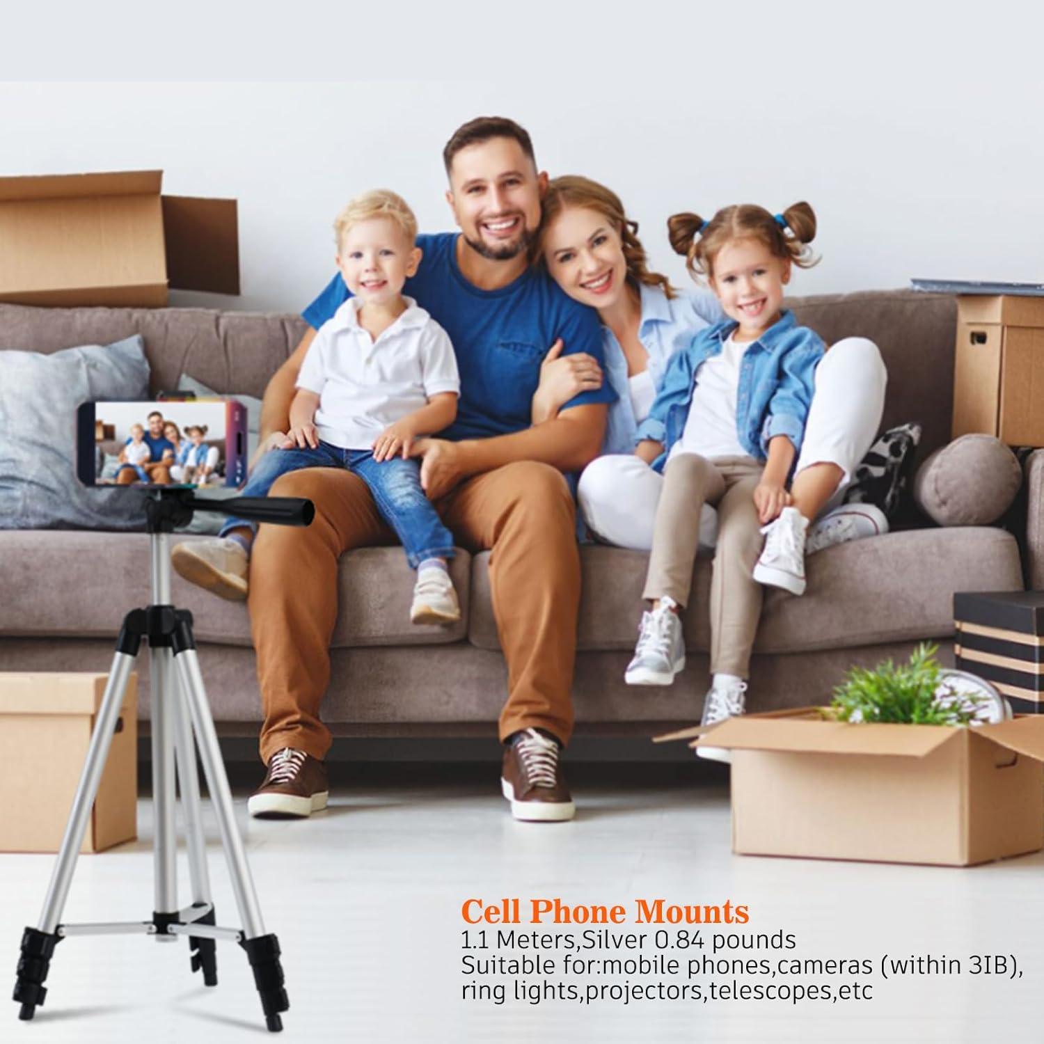 iPhone Tripod (40 inch Extension) with Phone Clip - Suitable for Cameras, telescopes, iPhone Live Streaming, projectors, 0.7 pounds, Children's mini Tripod, Equipment Weighing Approximately 2 pounds