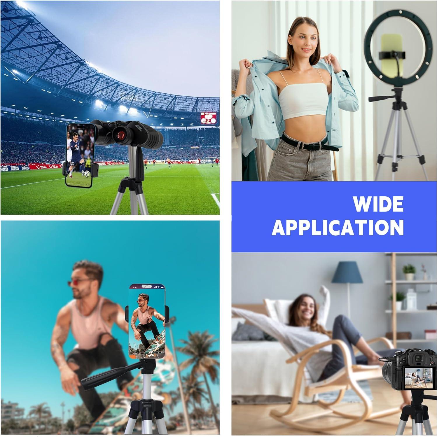 iPhone Tripod (40 inch Extension) with Phone Clip - Suitable for Cameras, telescopes, iPhone Live Streaming, projectors, 0.7 pounds, Children's mini Tripod, Equipment Weighing Approximately 2 pounds