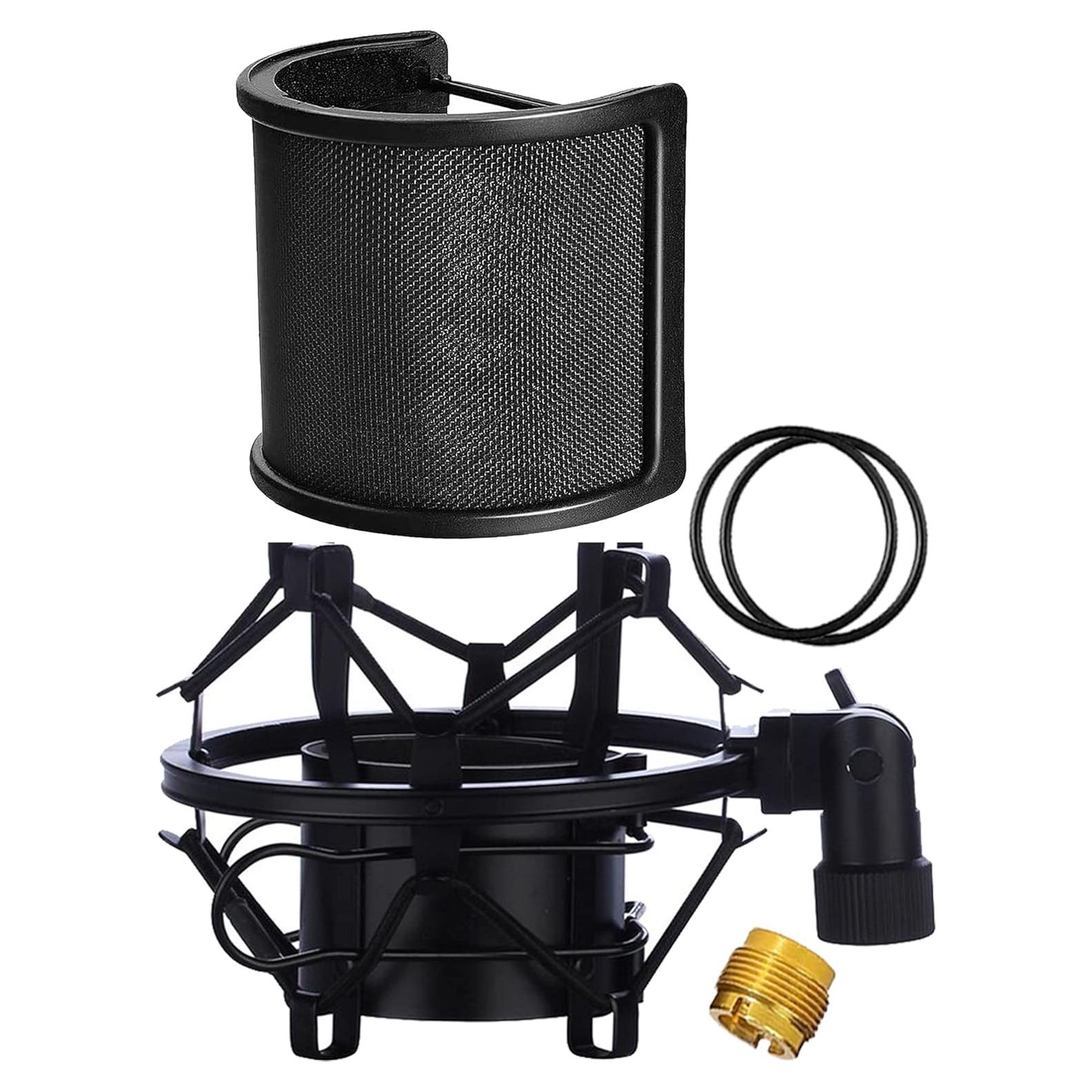 Soporte de choque y filtro anti-pop para micrófono 46-51mm