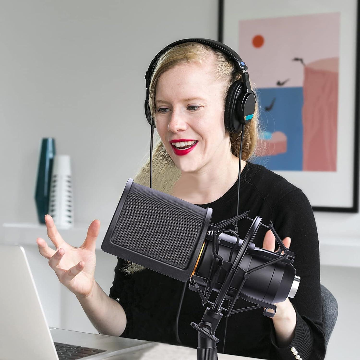 Soporte de choque y filtro anti-pop para micrófono 46-51mm