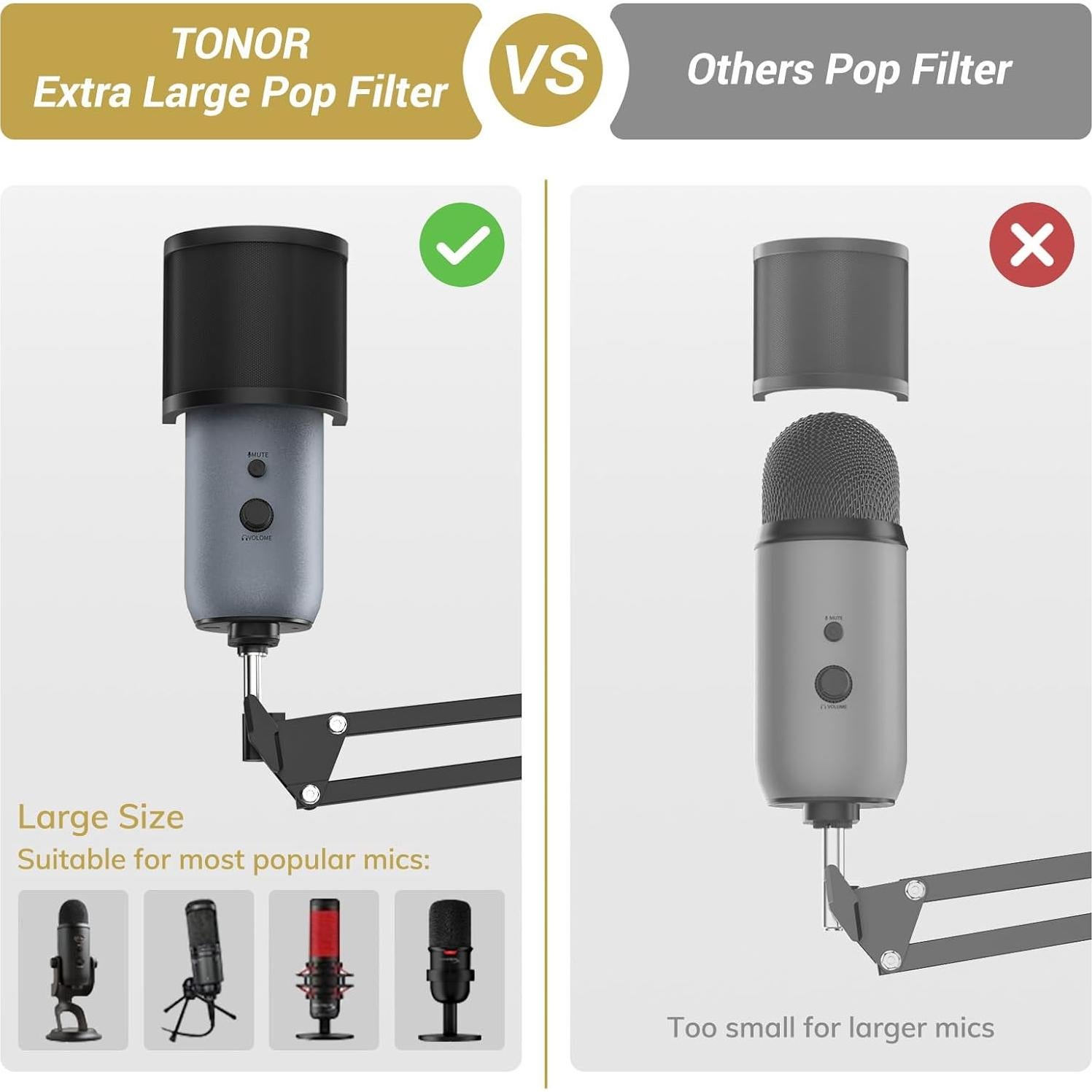 Brazo de Micrófono TONOR Ajustable con Filtro Pop 180°