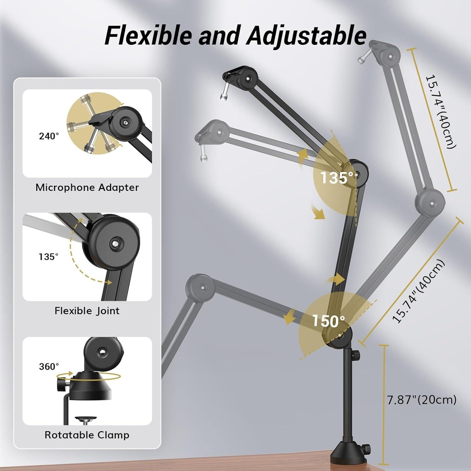 Brazo de Micrófono TONOR Ajustable con Filtro Pop 180°