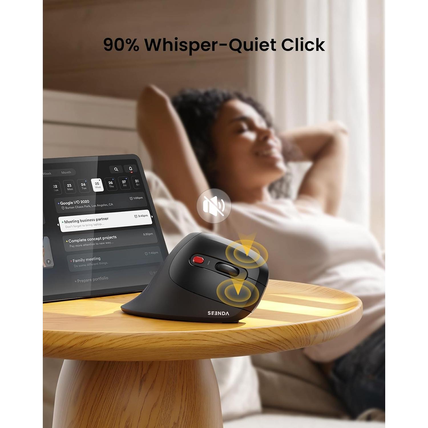 Ratón Vertical Ergonómico seenda Bluetooth + USB Negro