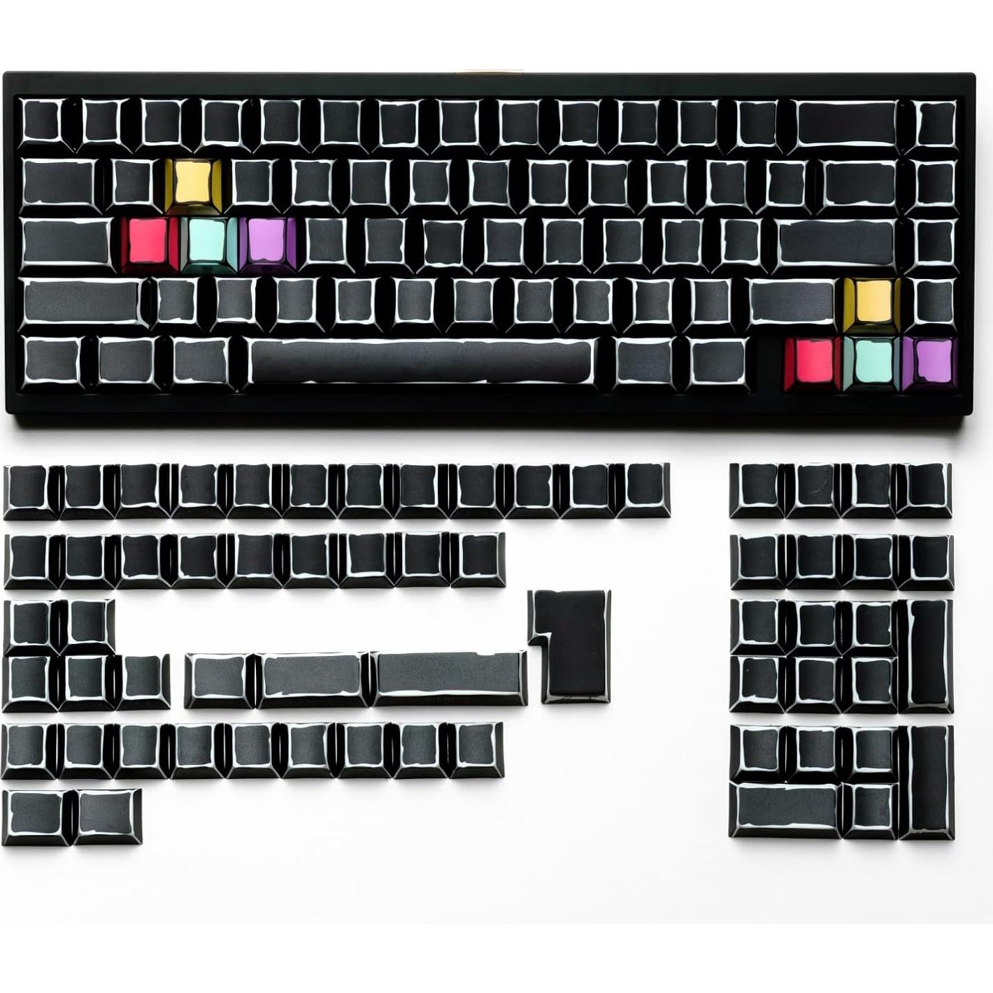 Teclas PBT Negras Graffiti Manga 129 Teclas Cherry MX