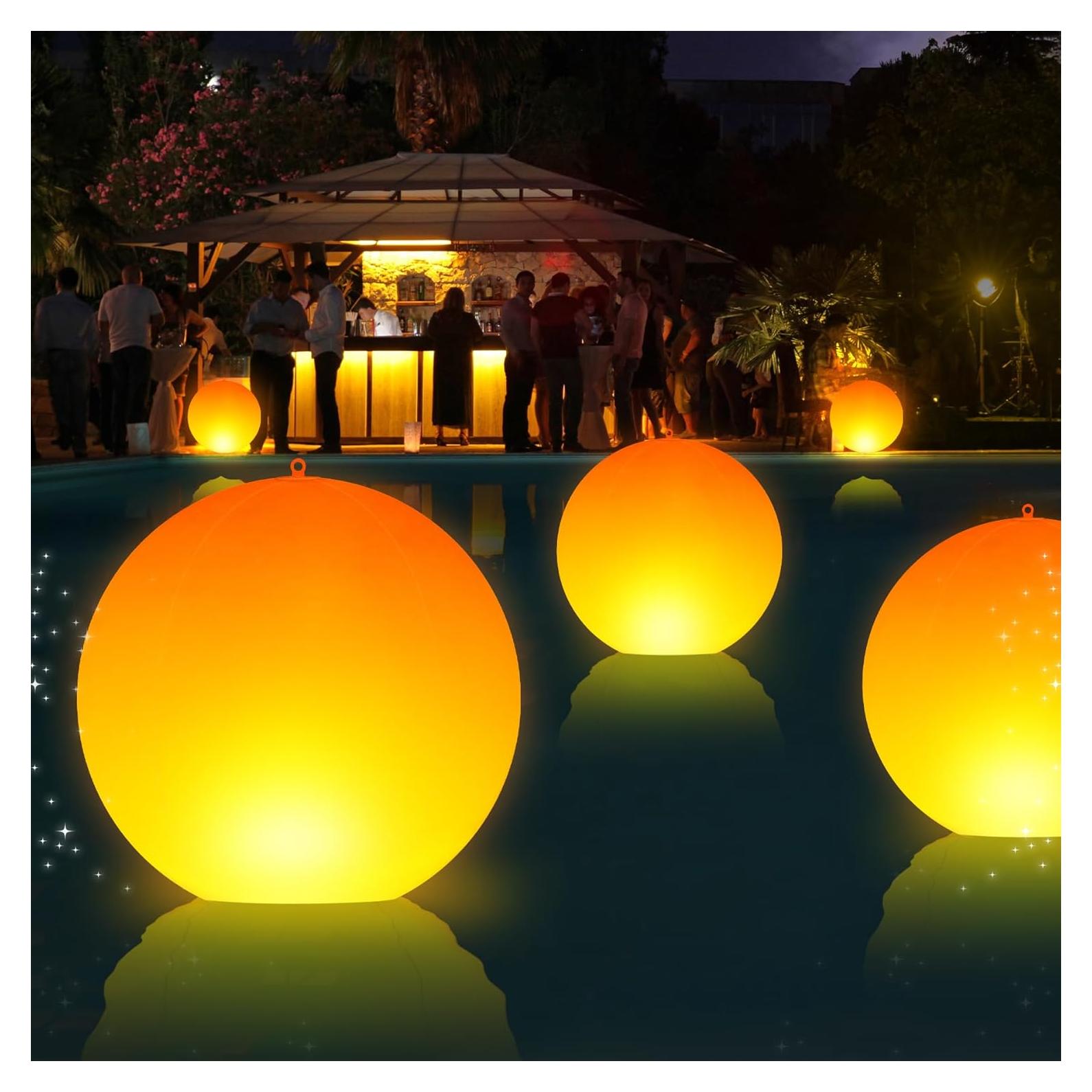 Luces Flotantes LED Solar LanPool 14" IP68 para Piscina