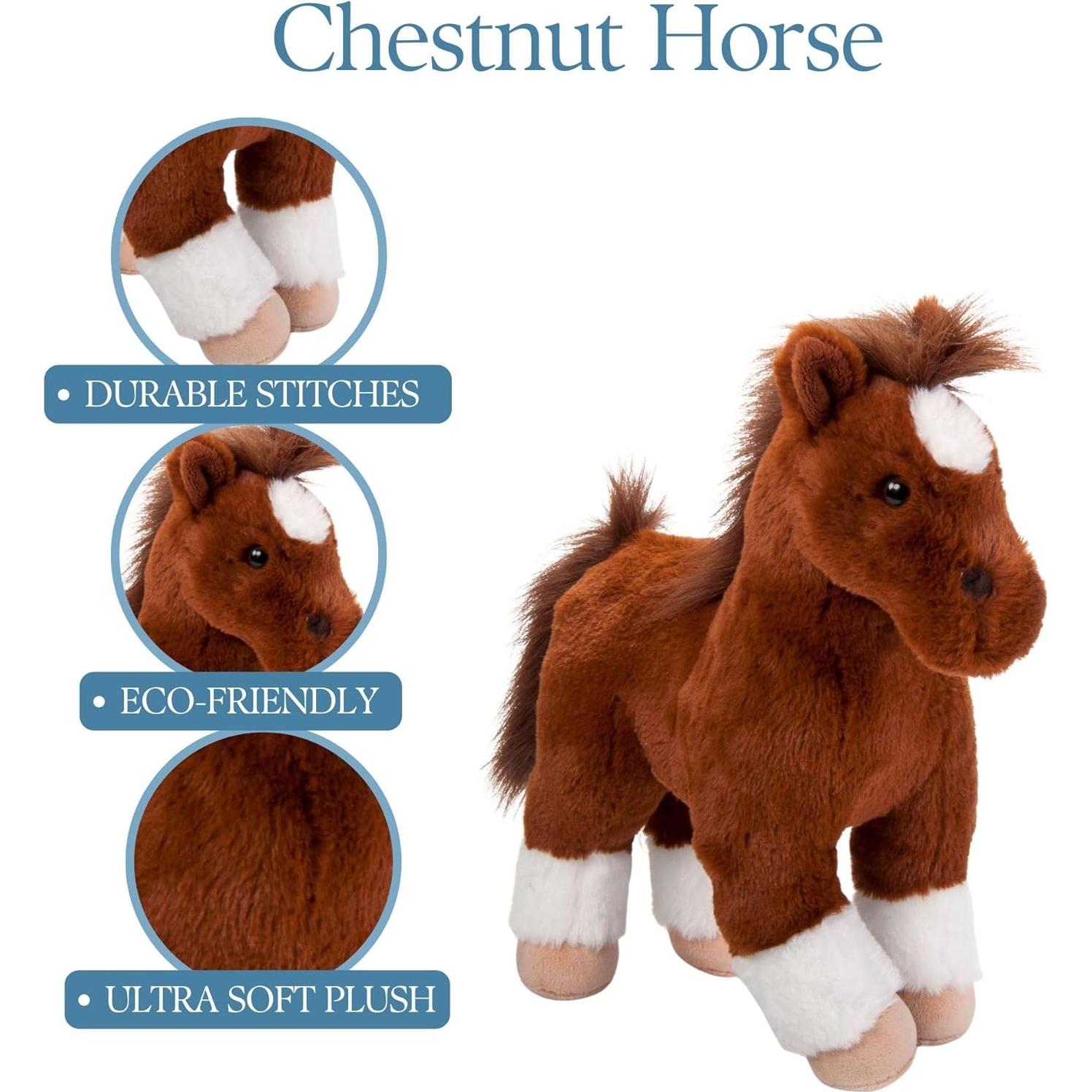 Caballo de Peluche Castaño de Pie 30 cm El Zoológico de Caricias
