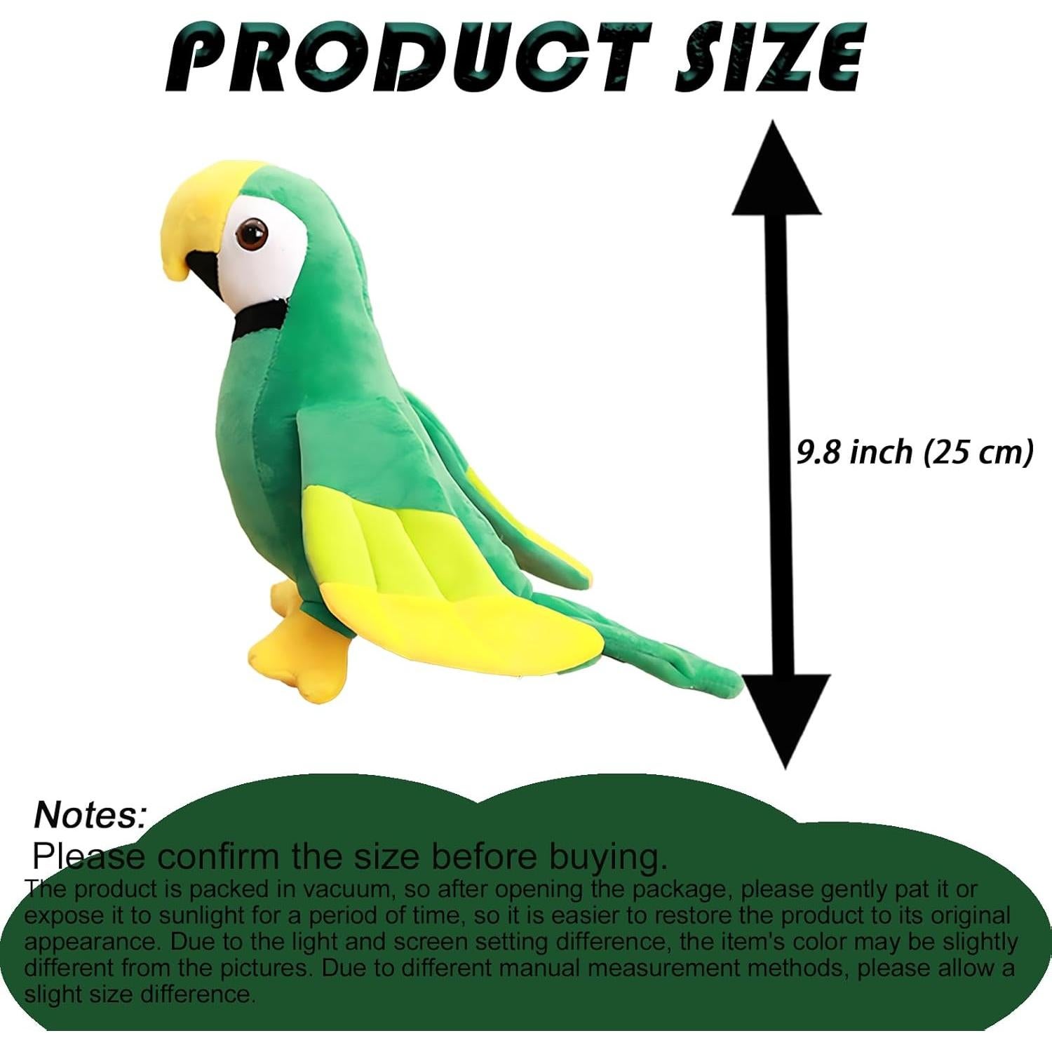 Juguete de Peluche Loro Verde XiRiDa 24.89 cm Regalo Niños