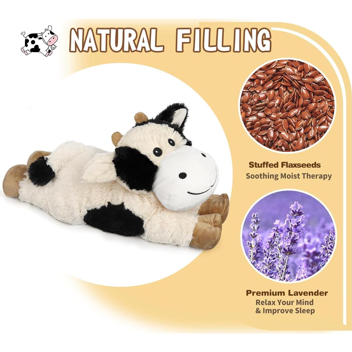 Peluche Calentable Cuckool Vaca Negra y Blanca 38 cm